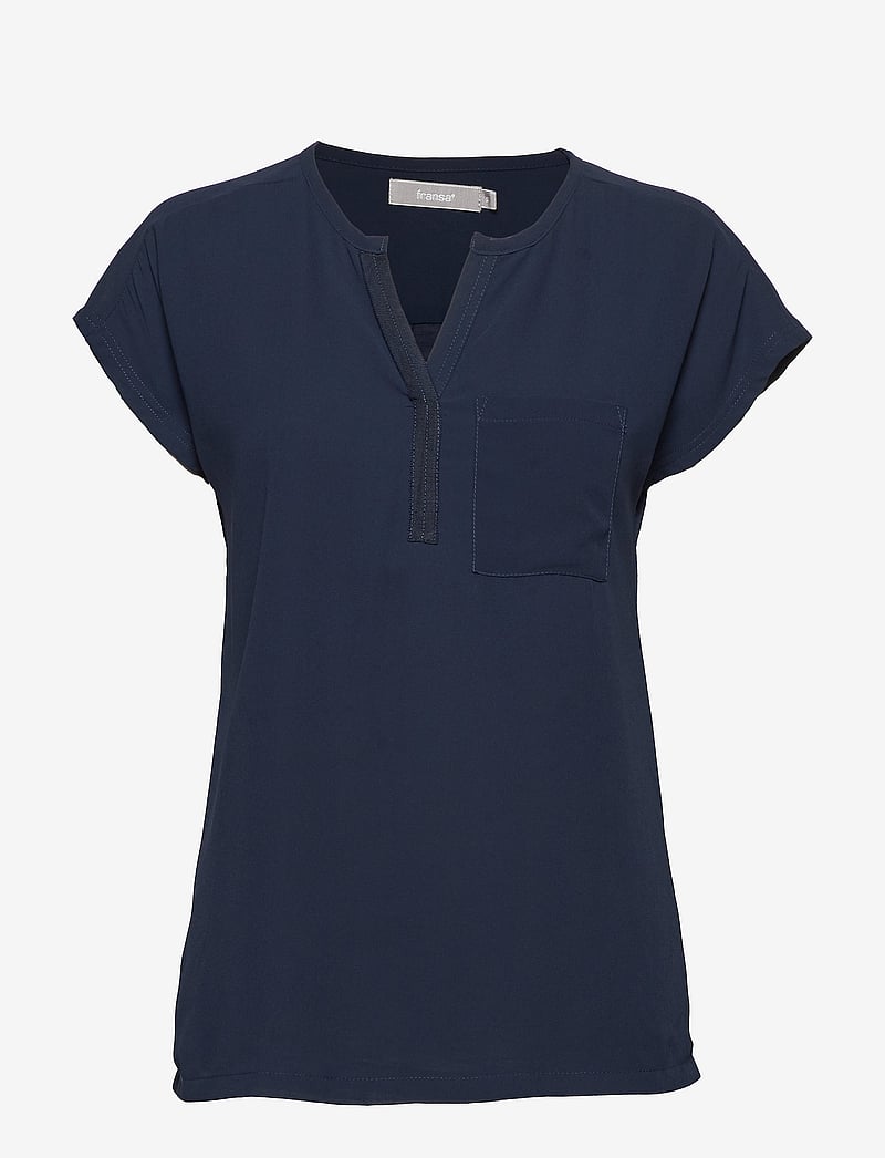 Fransa - FRZAWOV 2 BLOUSE - t-shirts - black iris - 0