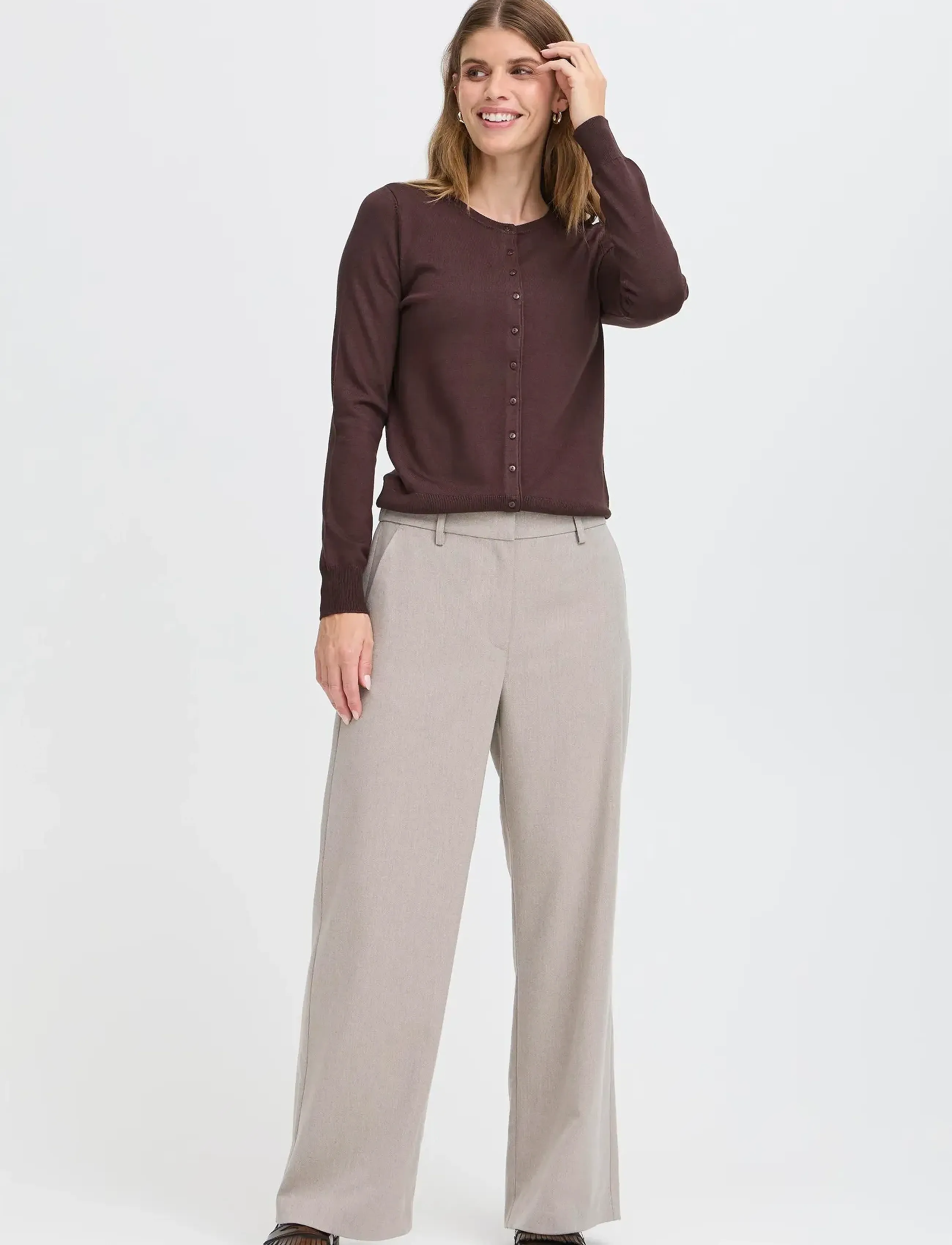 Fransa Frzubasic 60 Cardigan Core Essentia, M, Brown, Strik > Cardigans, Dame