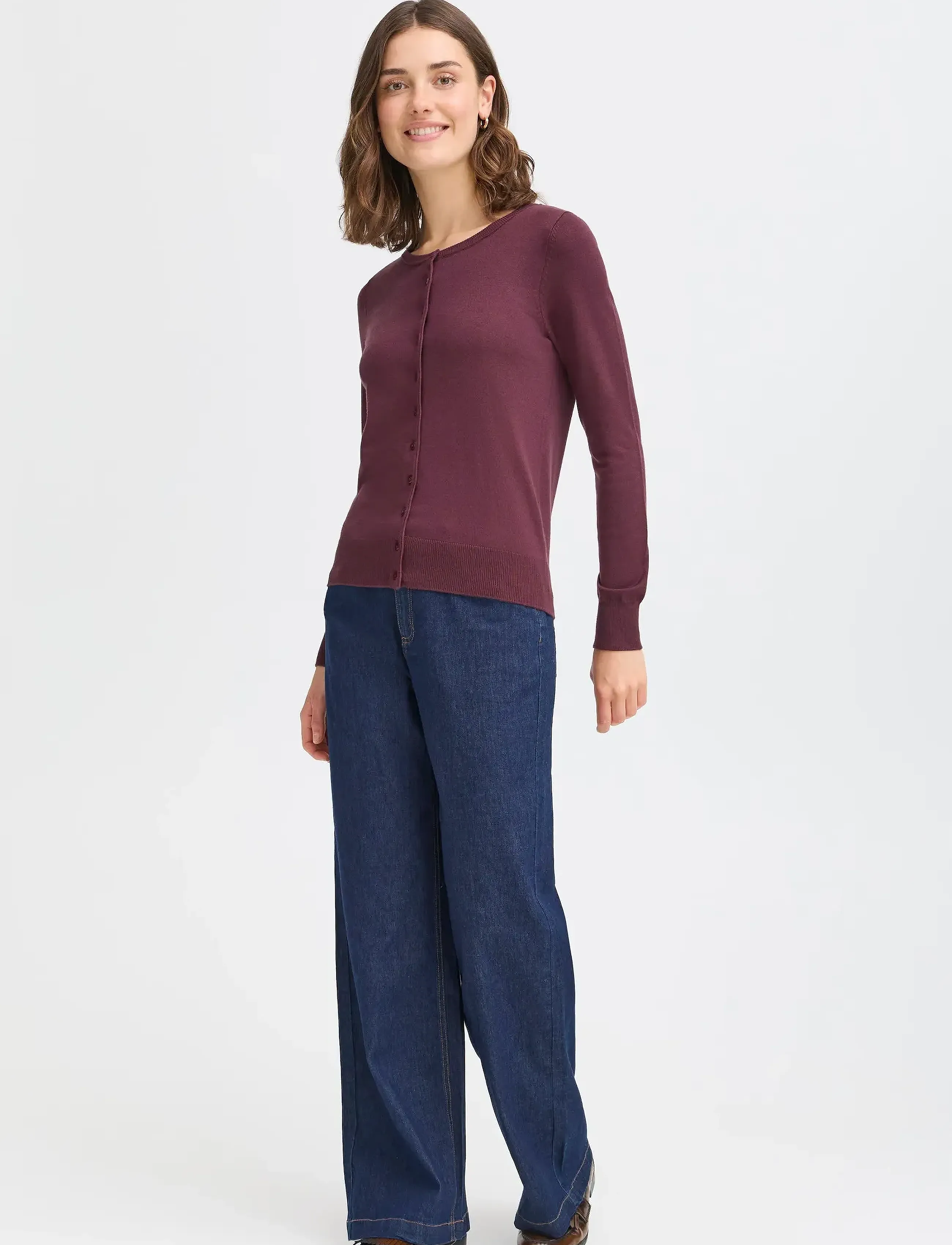Fransa Frzubasic 60 Cardigan Core Essentia, M, Burgundy, Strik > Cardigans, Dame