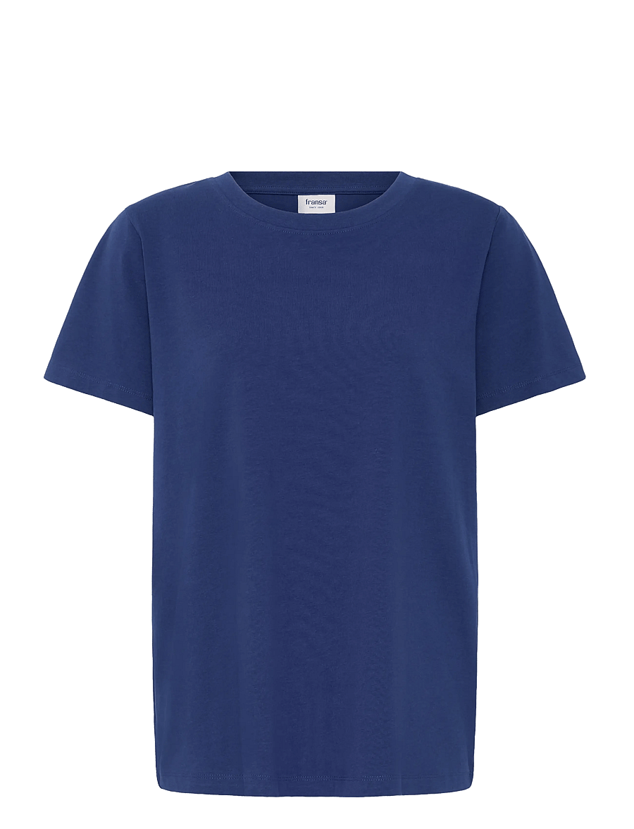 Fransa - FRZASHOULDER TEE 1 - t-shirts - blue depths - 1