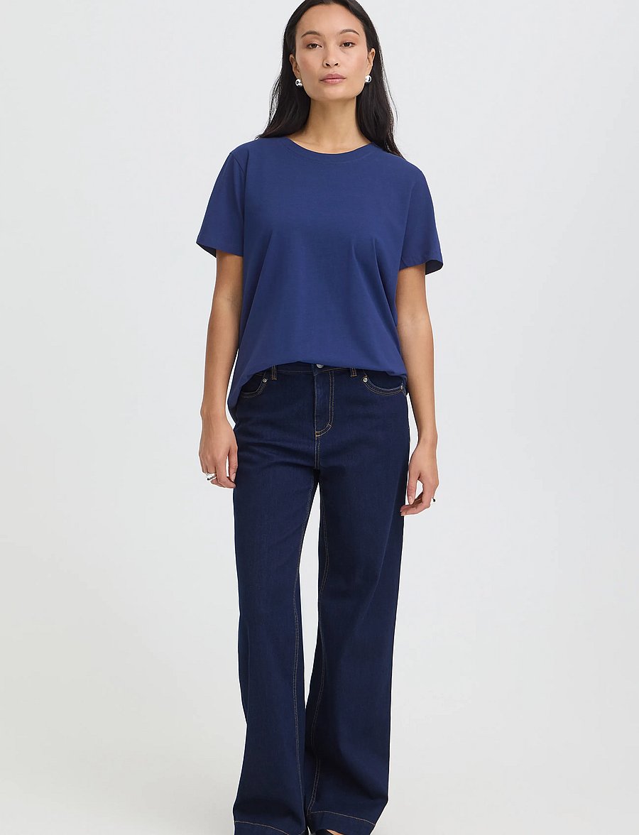 Fransa - FRZASHOULDER TEE 1 - t-shirts - blue depths - 0