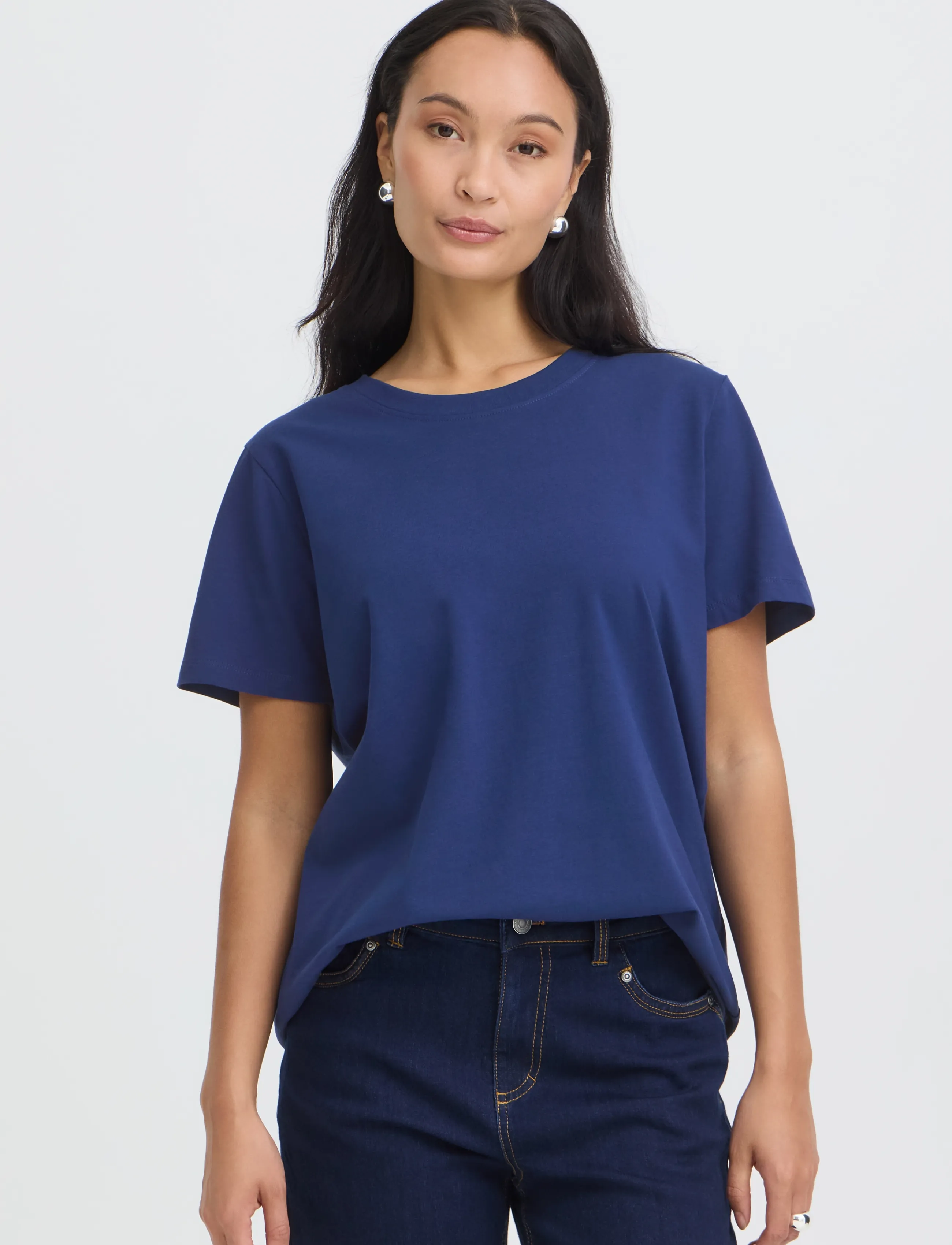 Fransa - FRZASHOULDER TEE 1 - t-shirts - blue depths - 3