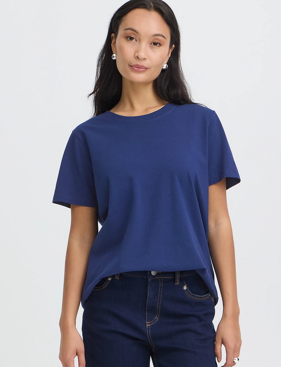 Fransa - FRZASHOULDER TEE 1 - t-shirts - blue depths - 3