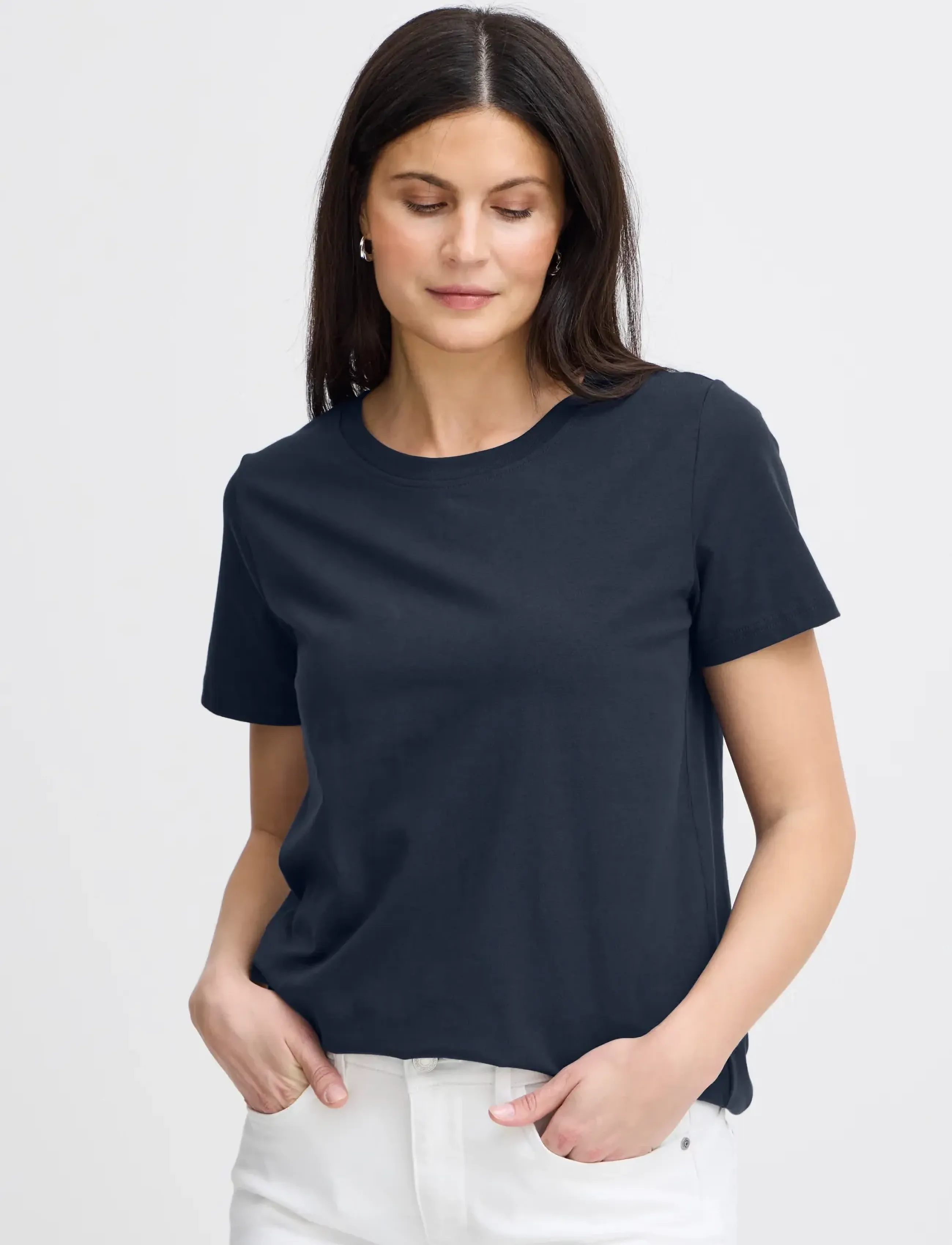 Fransa - FRZASHOULDER TEE 1 - t-shirts - dark peacoat - 4