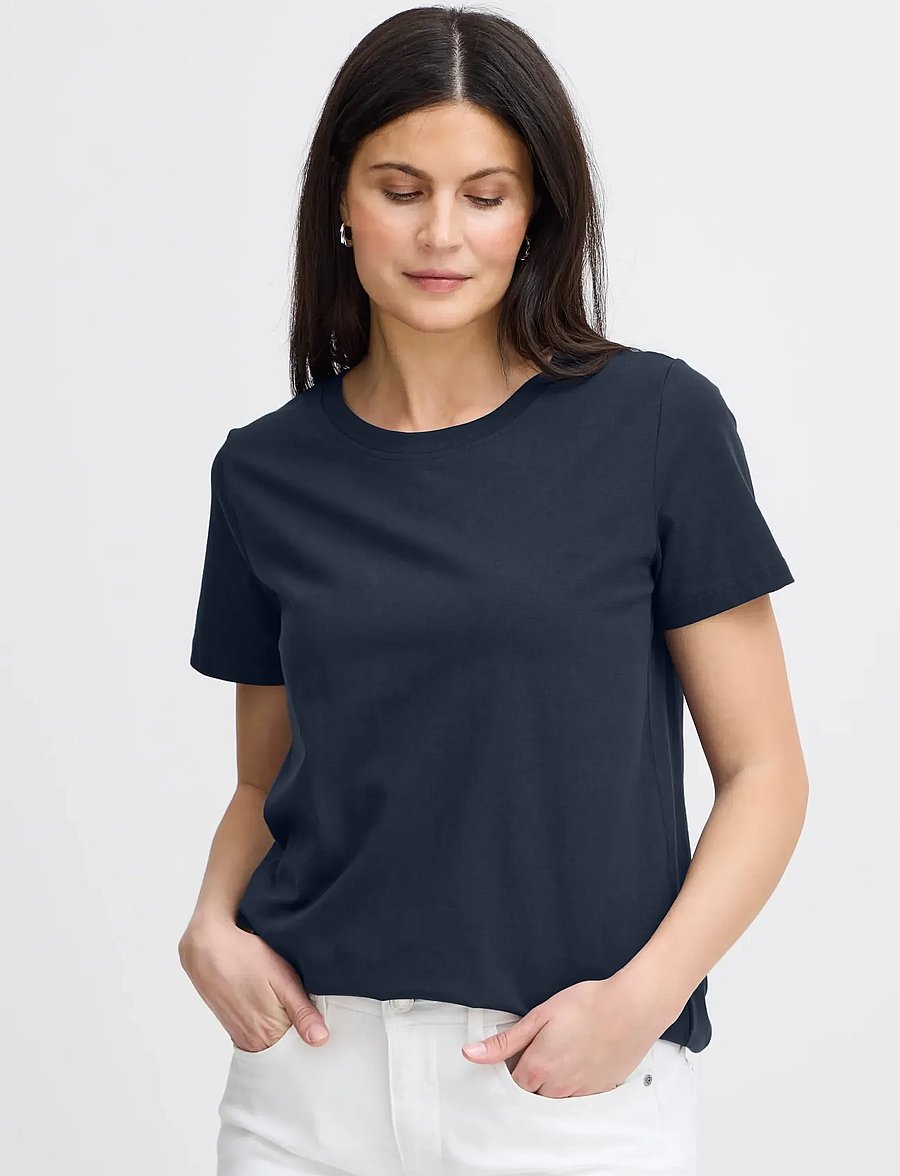 Fransa - FRZASHOULDER TEE 1 - t-shirts - dark peacoat - 4