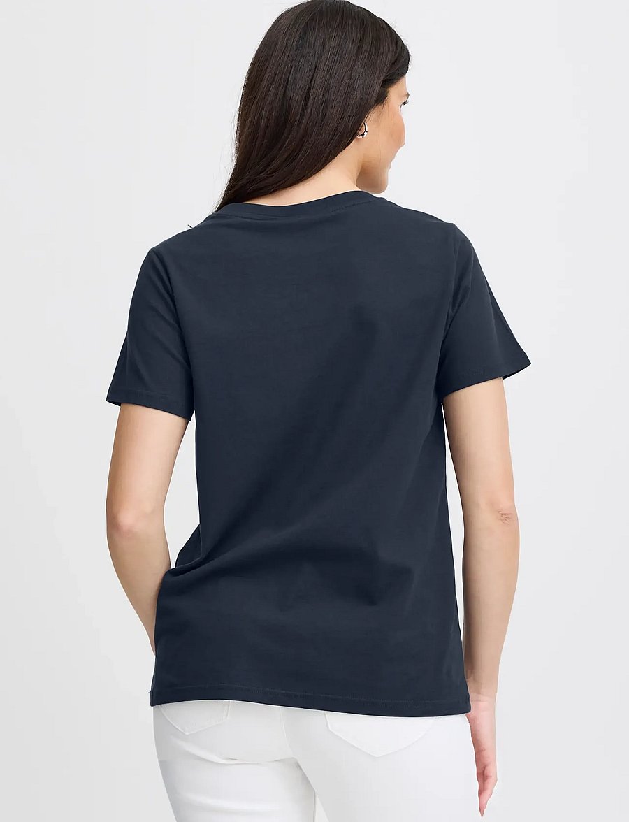 Fransa - FRZASHOULDER TEE 1 - t-shirts - dark peacoat - 5