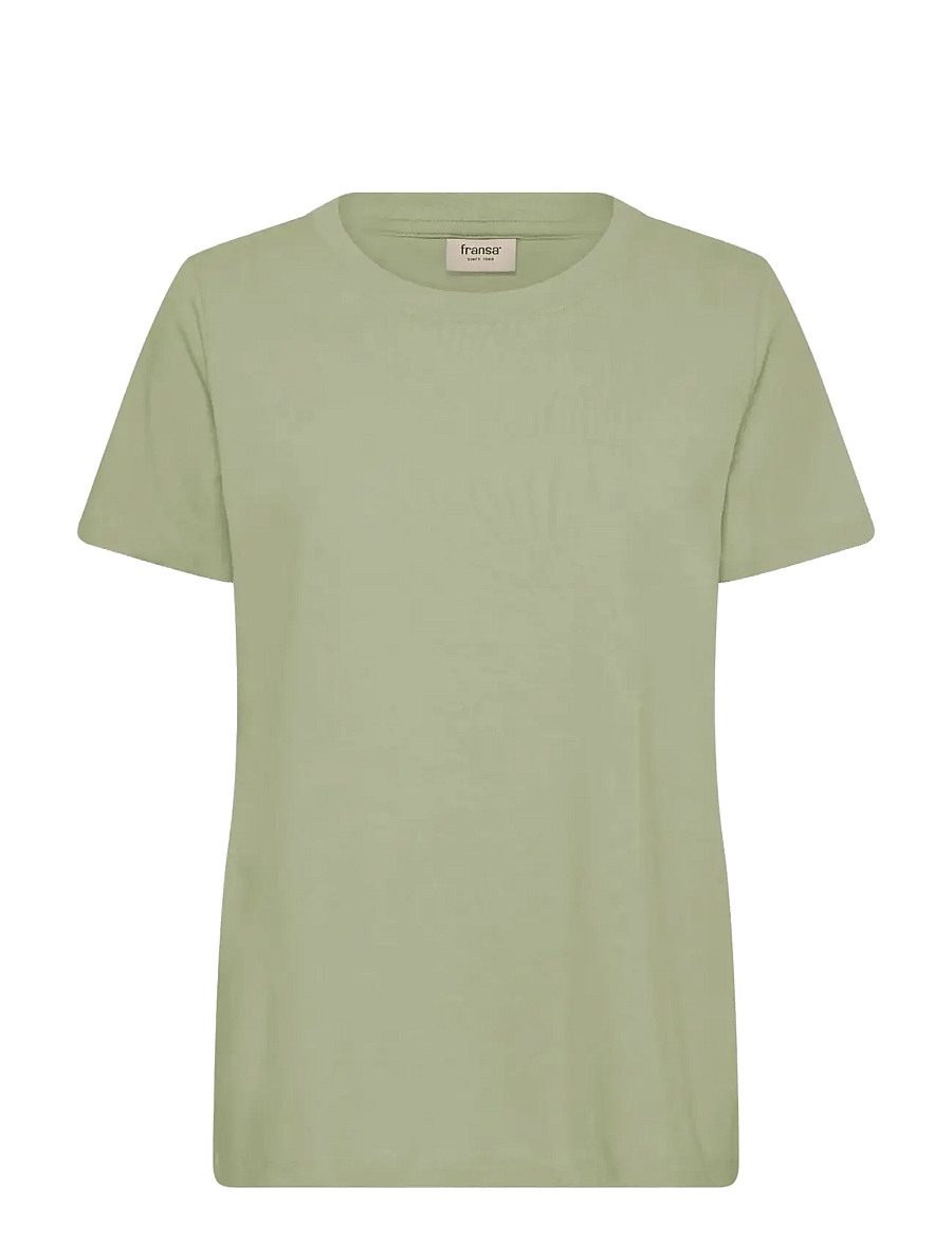 Fransa - FRZASHOULDER TEE 1 - t-shirts - desert sage - 1