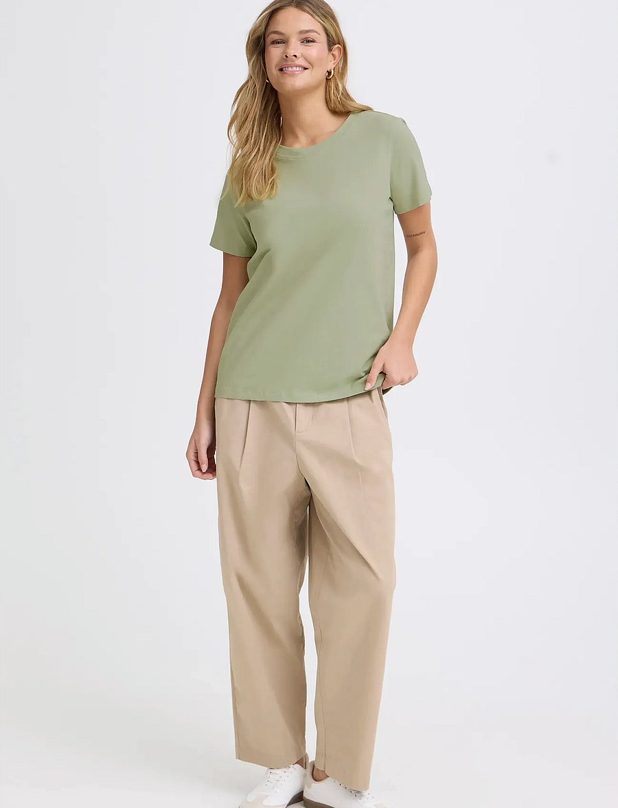 Fransa - FRZASHOULDER TEE 1 - t-shirts - desert sage - 0