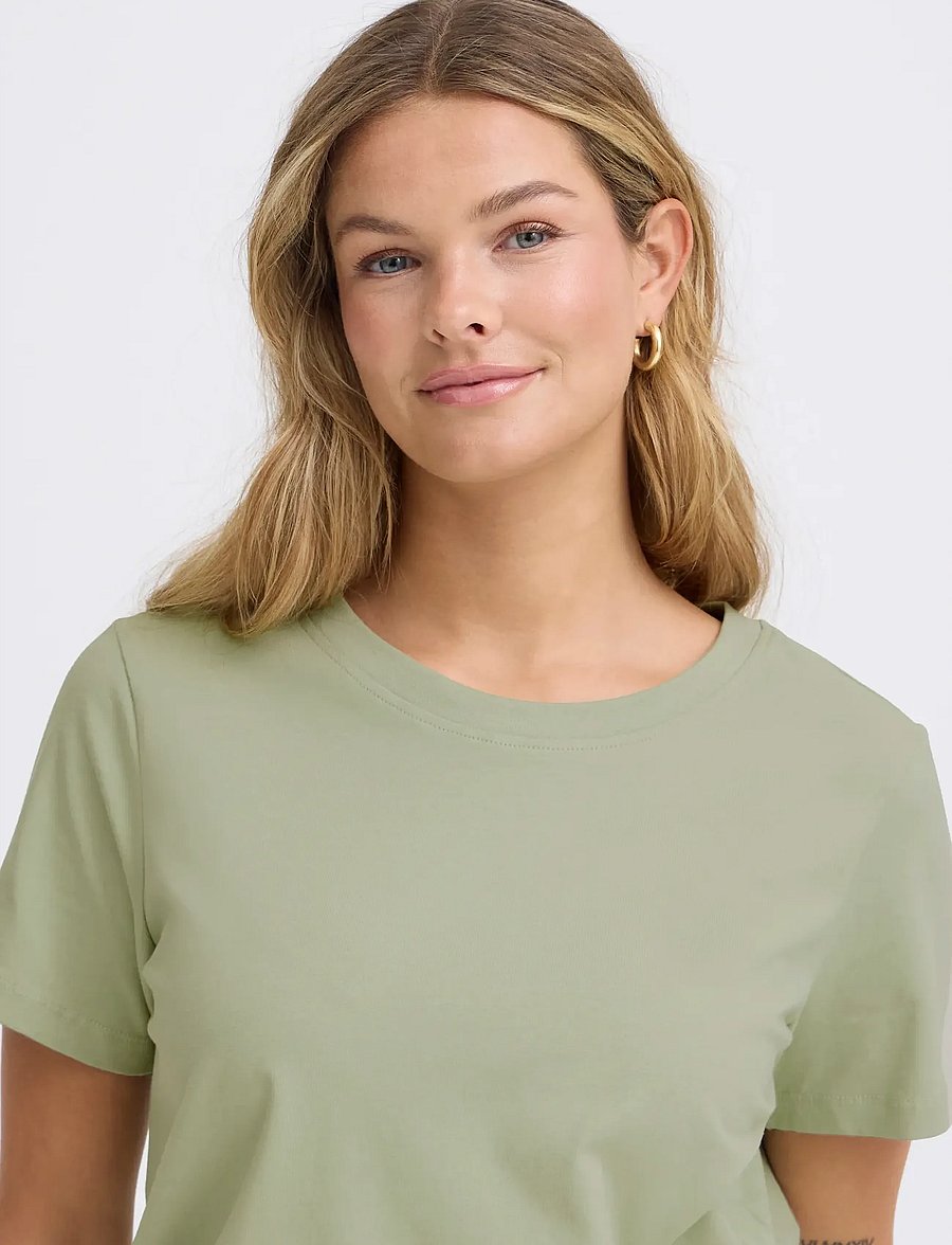Fransa - FRZASHOULDER TEE 1 - t-shirts - desert sage - 5
