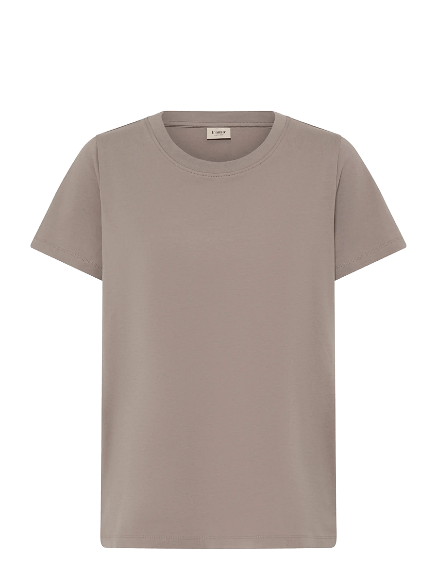 Fransa - FRZASHOULDER TEE 1 - t-shirts - driftwood - 1