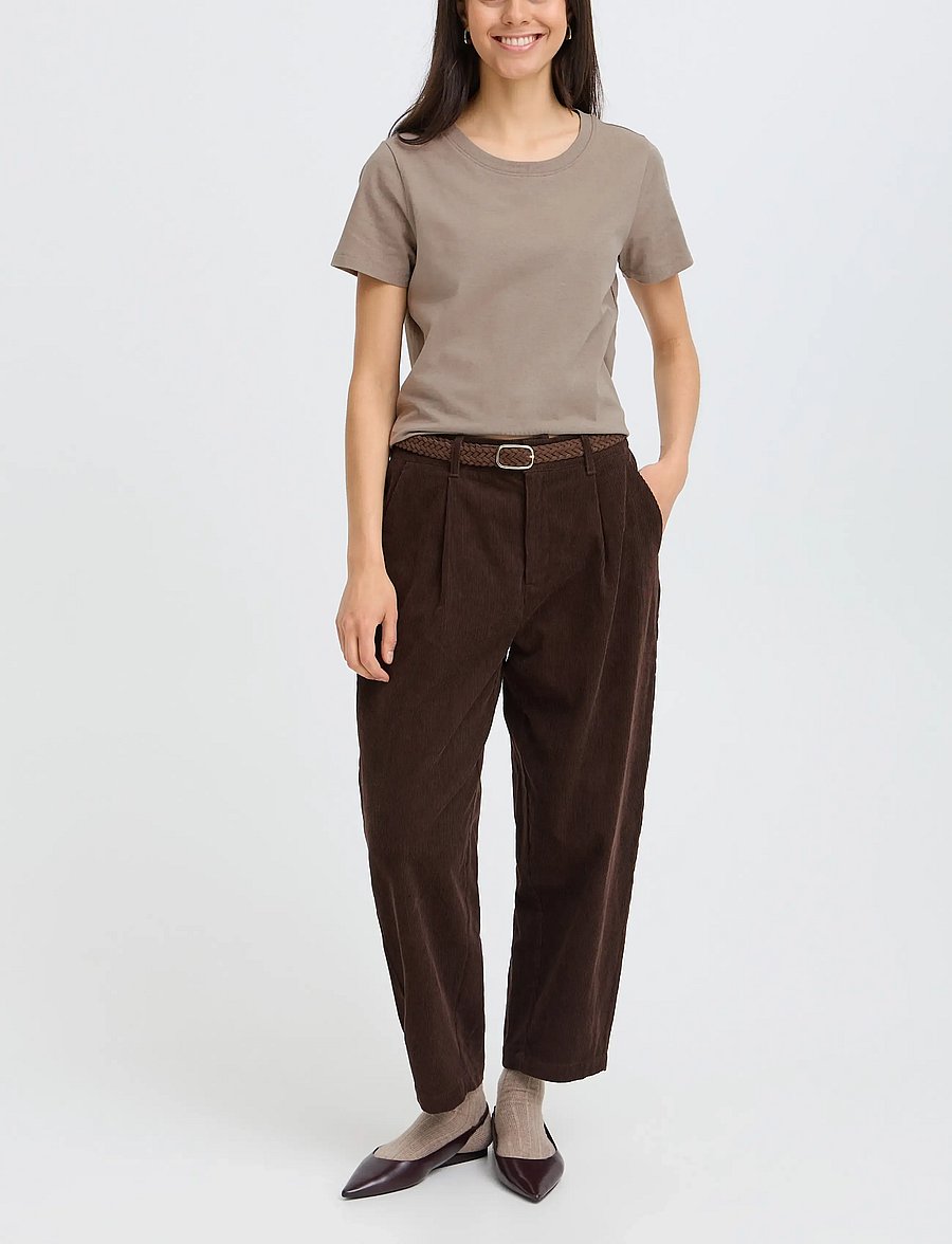 Fransa - FRZASHOULDER TEE 1 - t-shirts - driftwood - 0