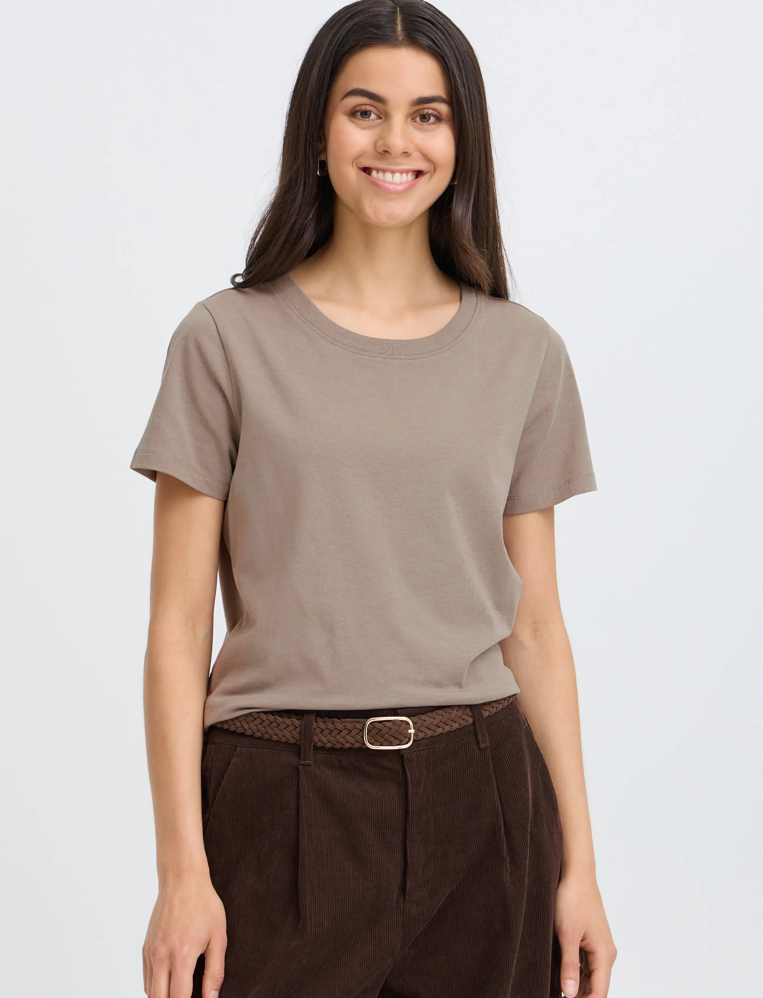Fransa - FRZASHOULDER TEE 1 - t-shirts - driftwood - 3