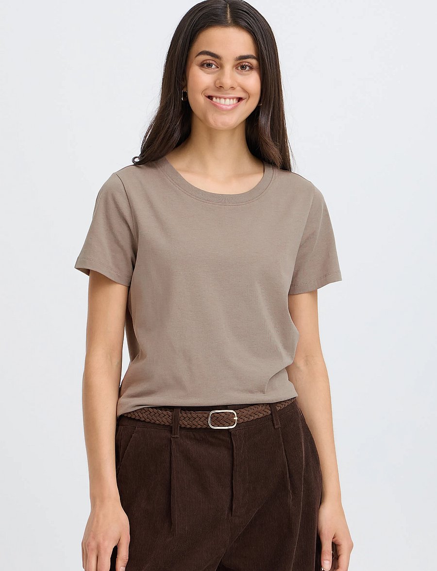 Fransa - FRZASHOULDER TEE 1 - t-shirts - driftwood - 3