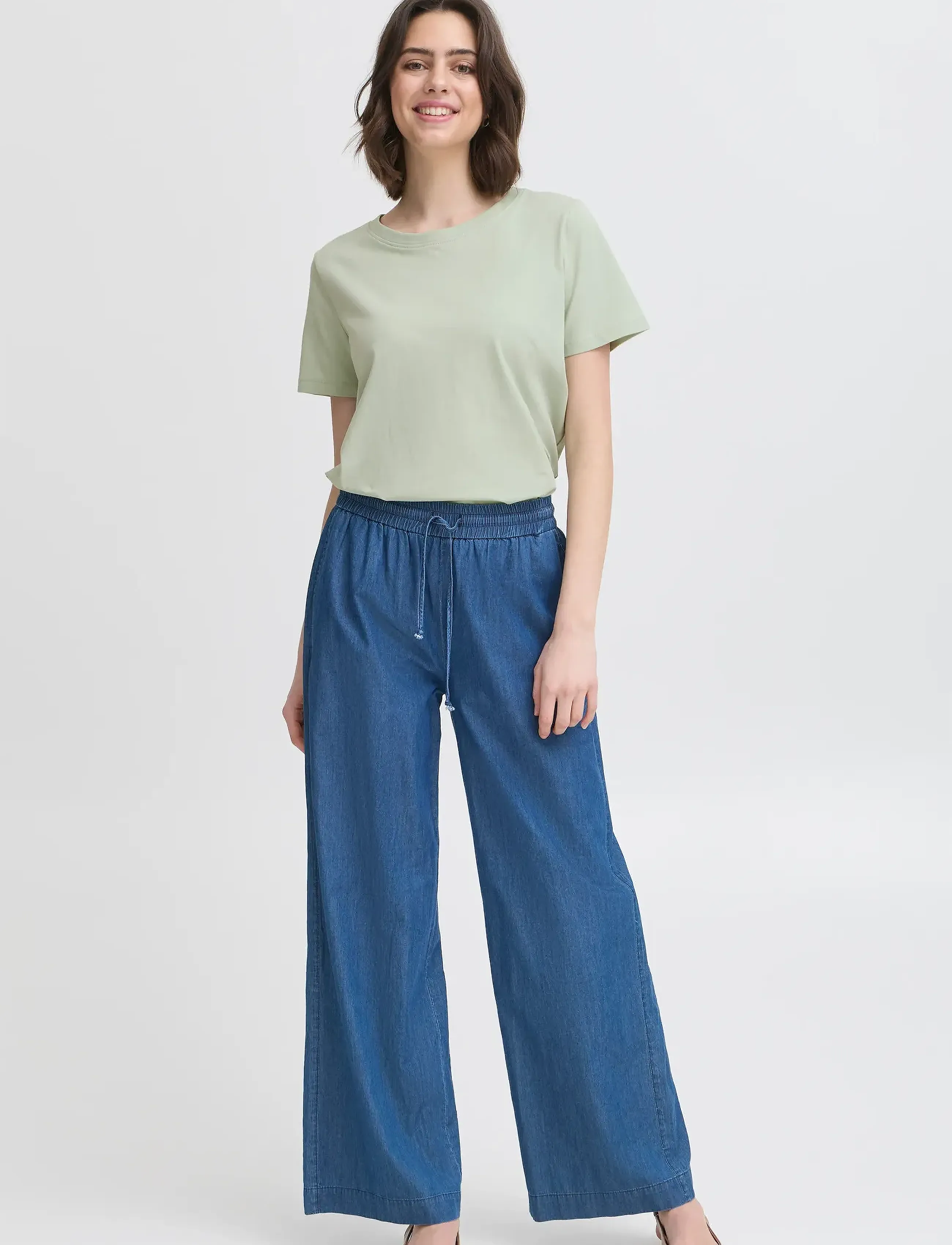 Fransa FRZASHOULDER TEE 1 - T-shirts & Toppe - FROSTY GREEN / green