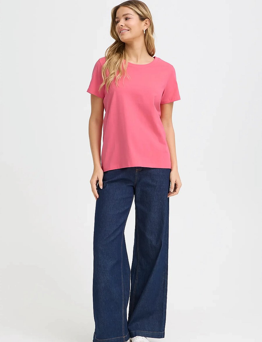 Fransa - FRZASHOULDER TEE 1 - t-shirts - honeysuckle - 0