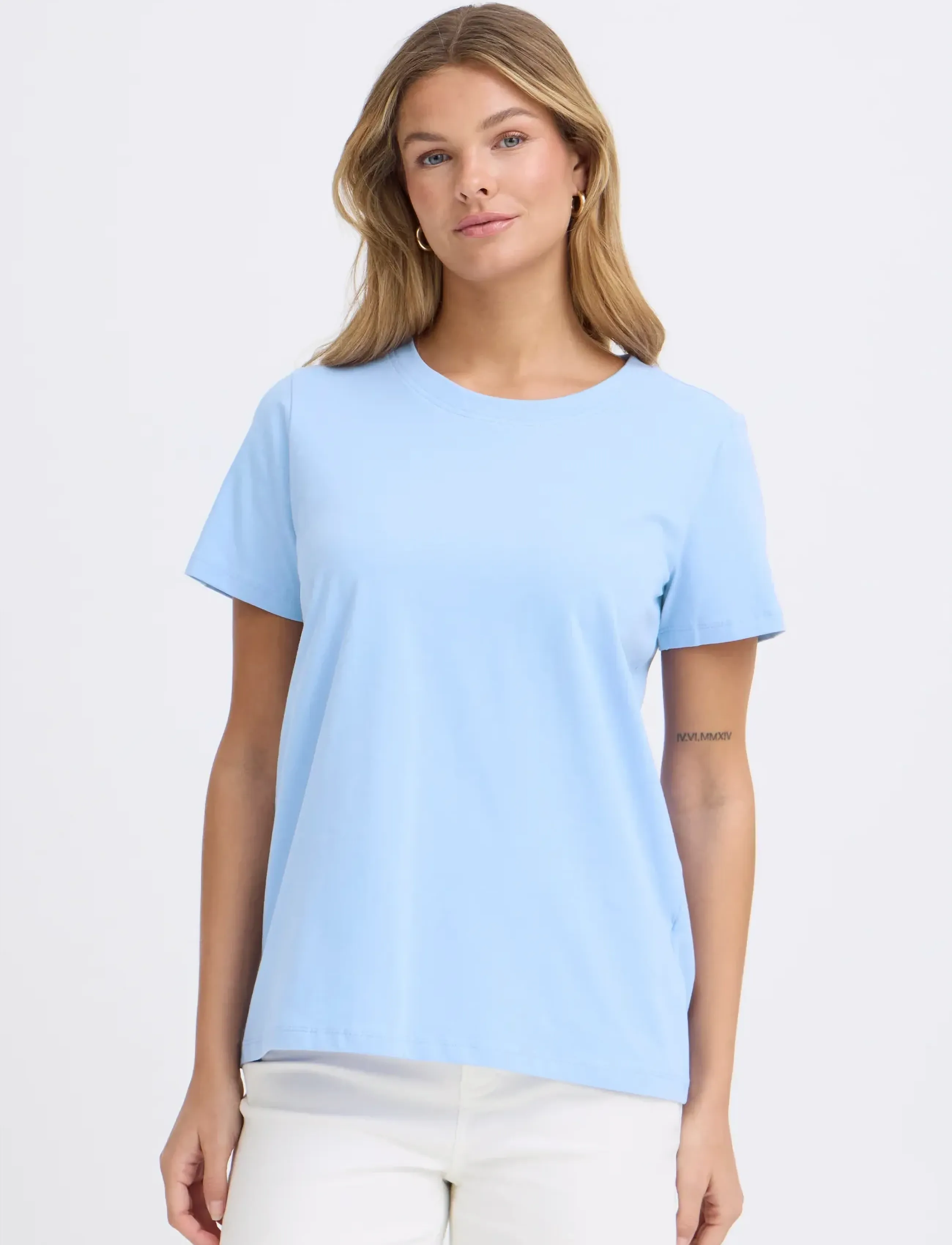 Fransa - FRZASHOULDER TEE 1 - t-shirts - hydrangea - 3