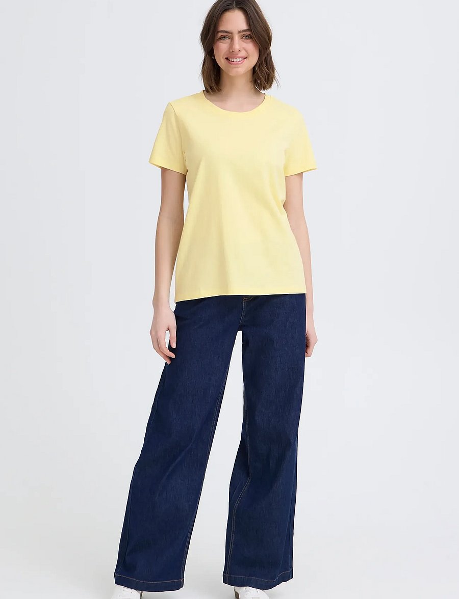 Fransa - FRZASHOULDER TEE 1 - t-shirts - pastel yellow - 0