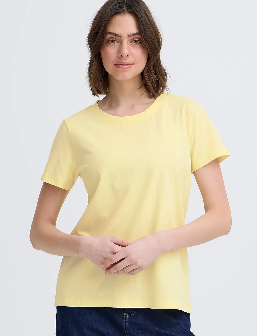 Fransa - FRZASHOULDER TEE 1 - t-shirts - pastel yellow - 3