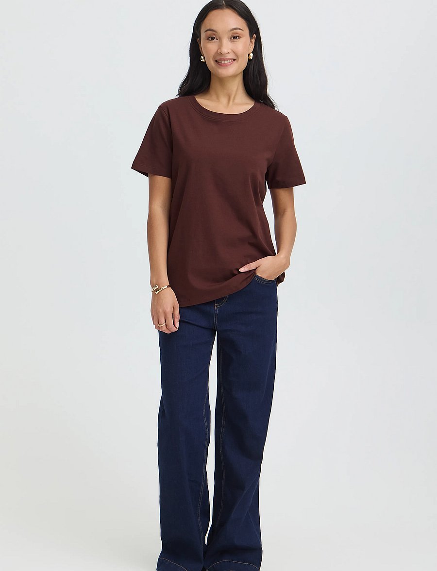 Fransa - FRZASHOULDER TEE 1 - t-shirts - rum raisin - 0