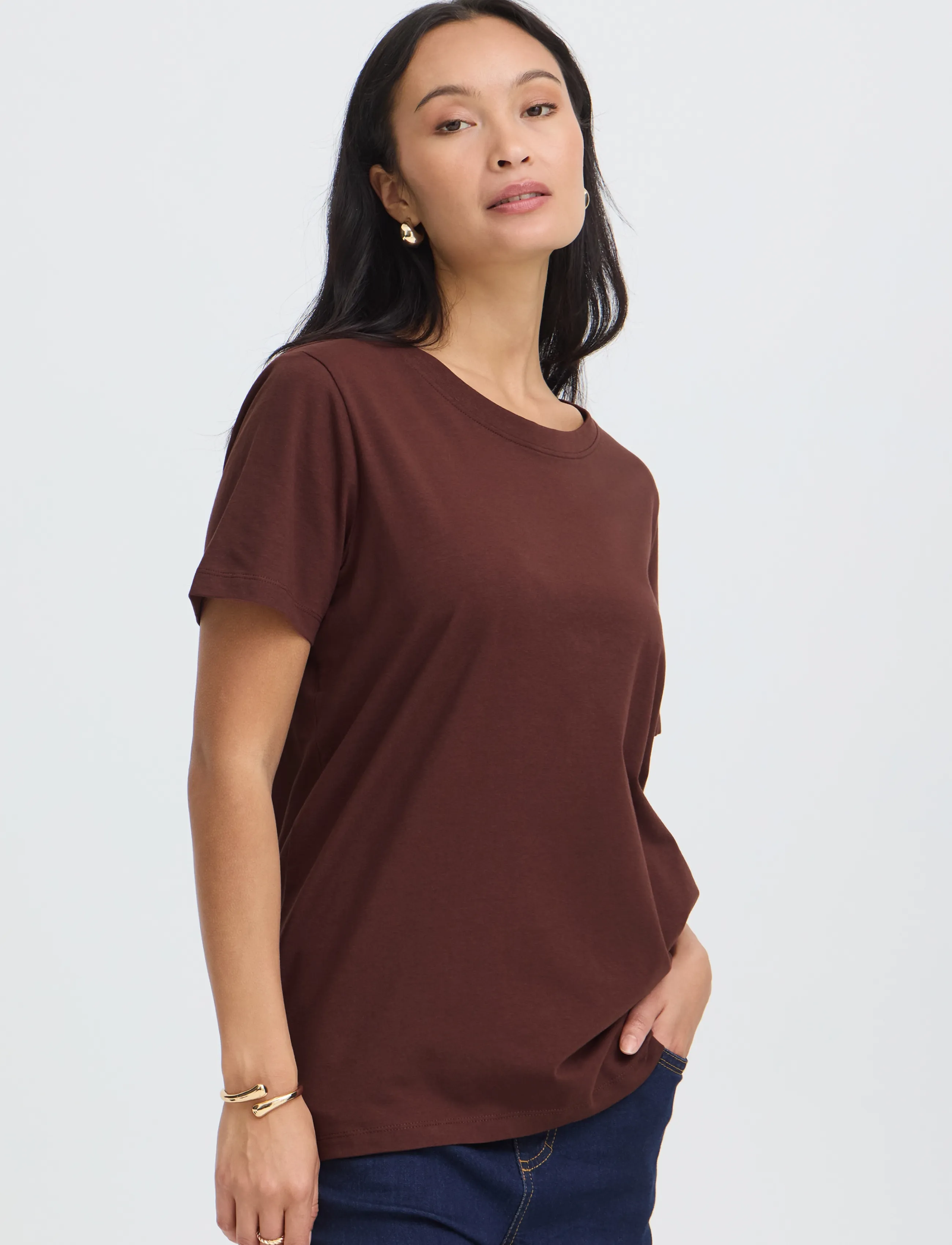 Fransa - FRZASHOULDER TEE 1 - t-shirts - rum raisin - 3