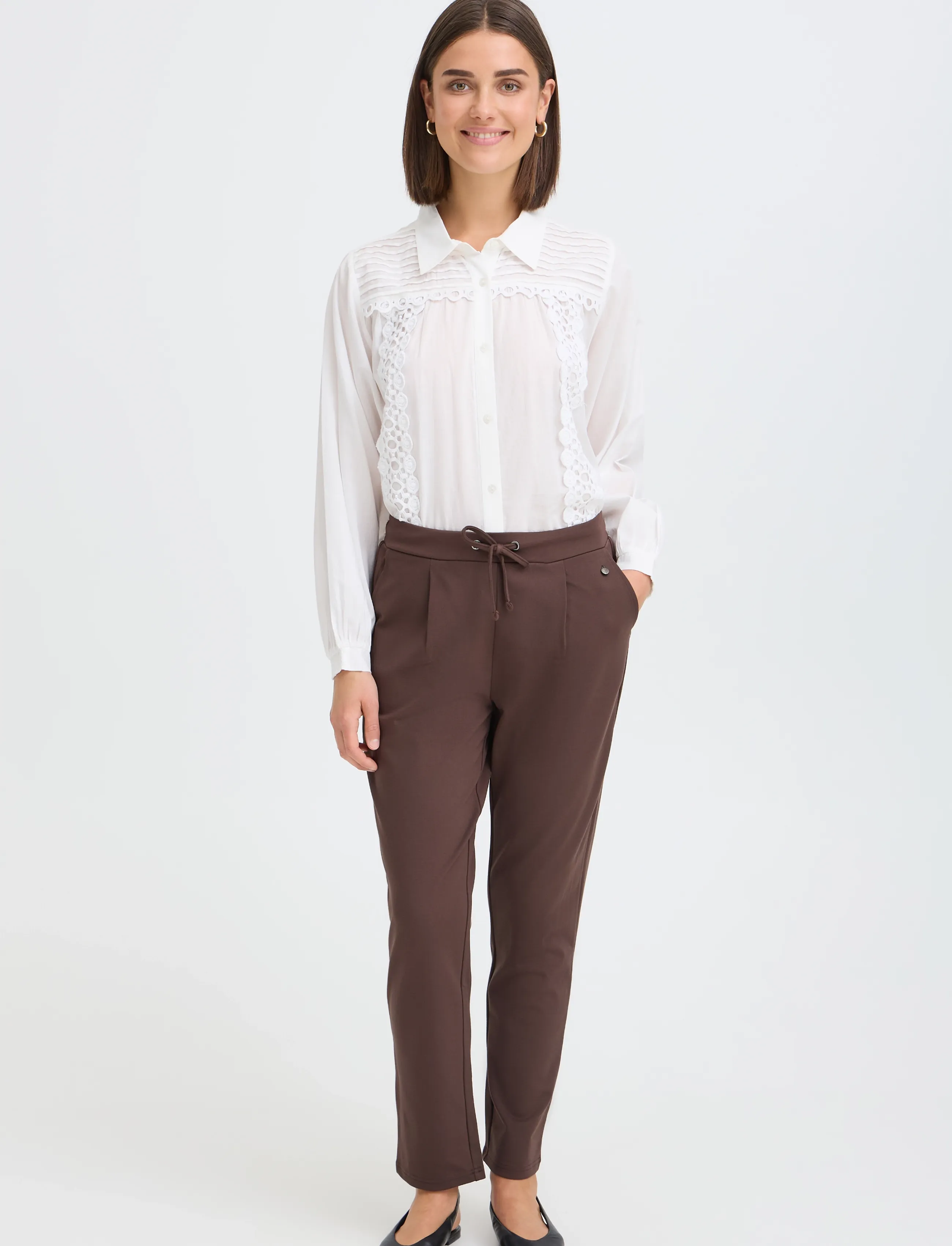 Fransa FRZASTRETCH 1 PANTS - Inspiration - HOT FUDGE / brown