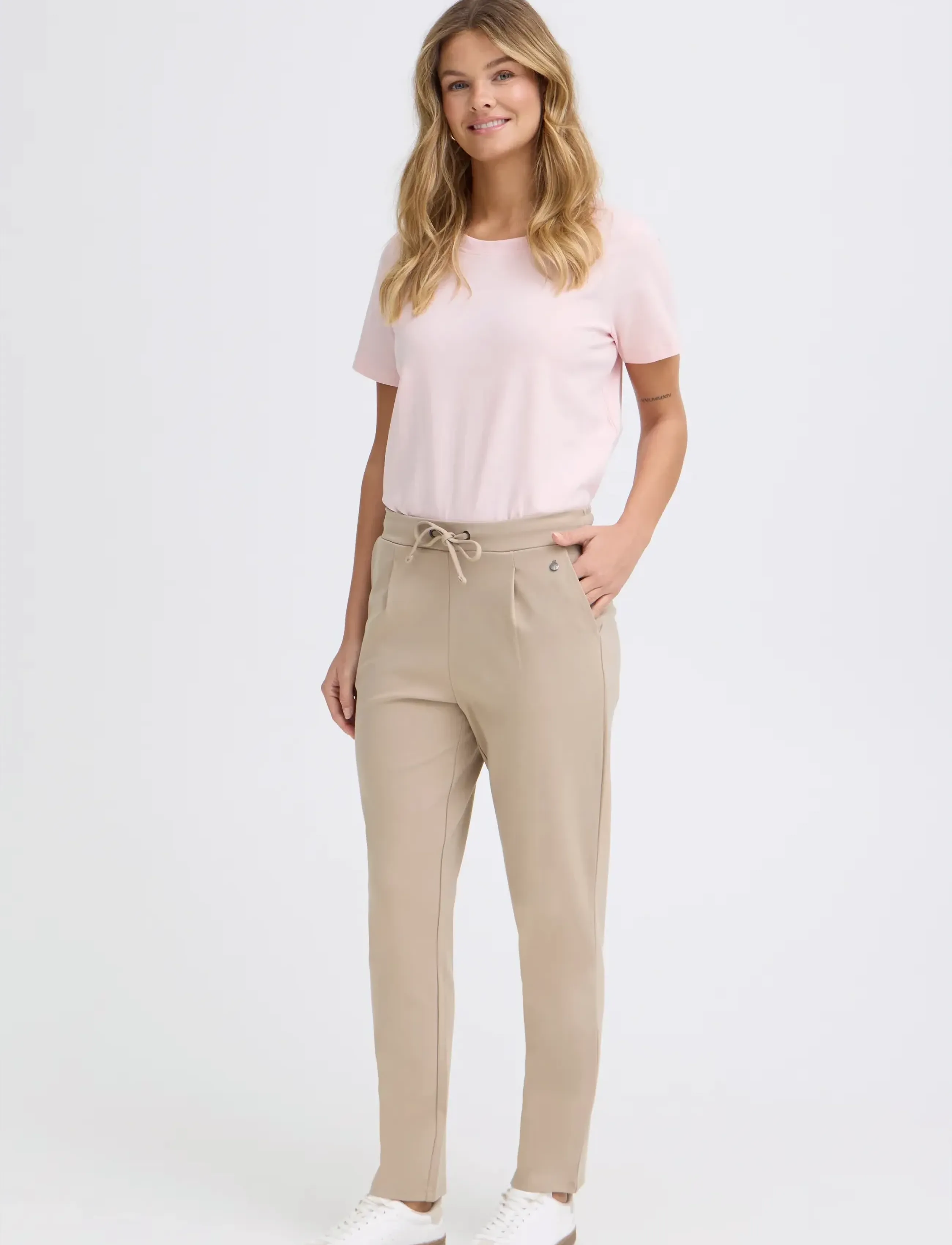 Fransa FRZASTRETCH 1 PANTS - Slim fit-byxor - SAVANNAH TAN / beige