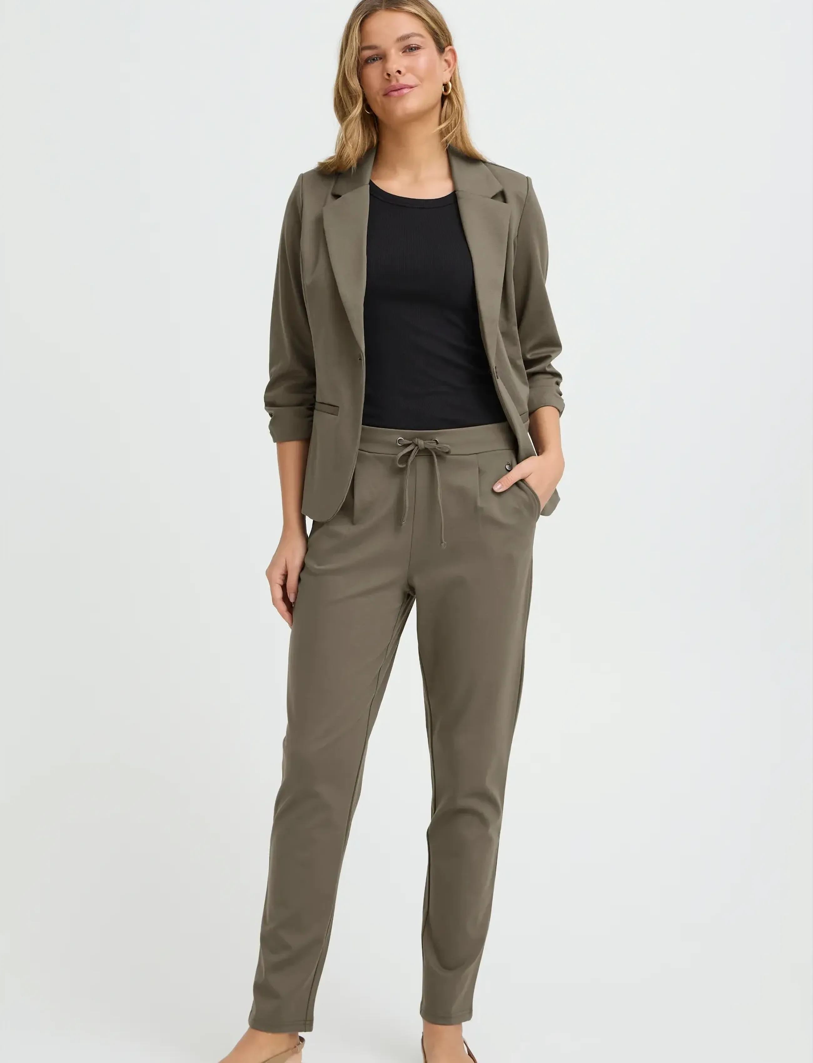 Fransa FRZASTRETCH 1 PANTS - Bukser - SMOKEY OLIVE / khaki/green