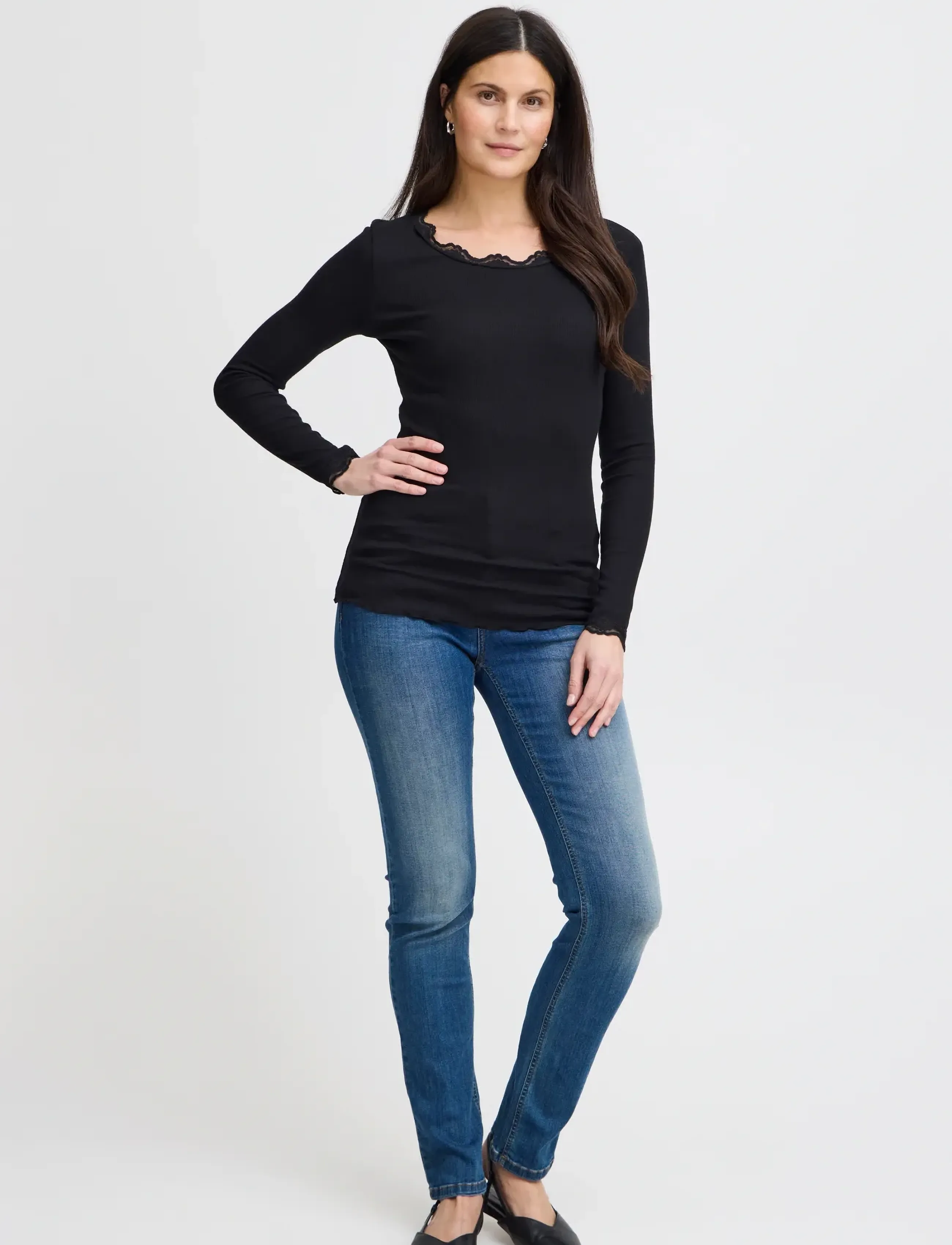 Fransa Frhizamond 2 T-Shirt, XS, T-shirts & Oberteile, Schwarz - Long-sleeved, Frauen