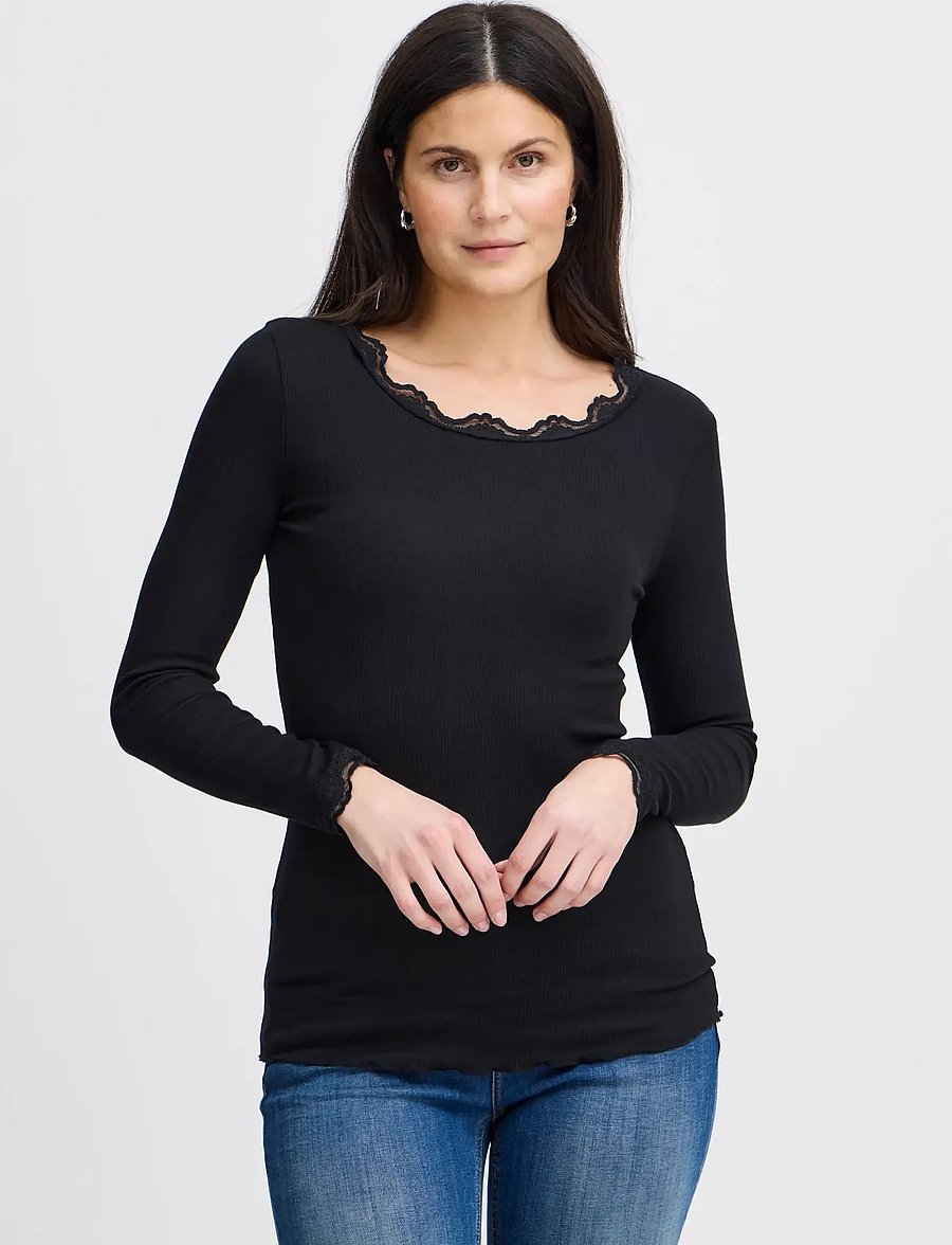 Fransa - FRHIZAMOND 2 T-SHIRT - langärmlige tops - black - 3
