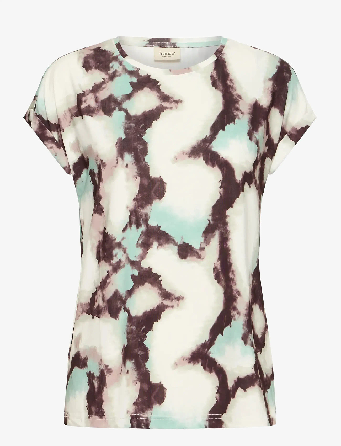 Fransa - FRSEEN TEE 1 - t-shirts - marble creme d. menthe - 1
