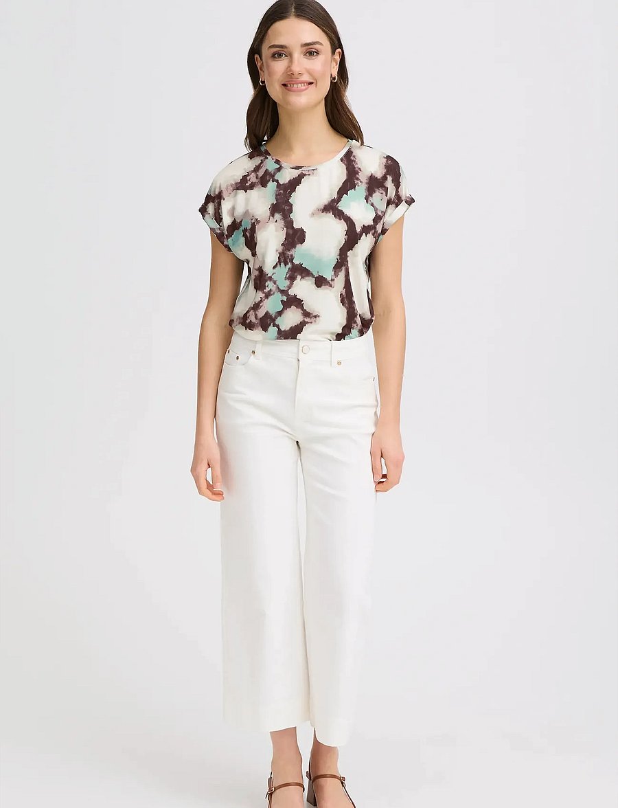 Fransa - FRSEEN TEE 1 - t-shirts - marble creme d. menthe - 0