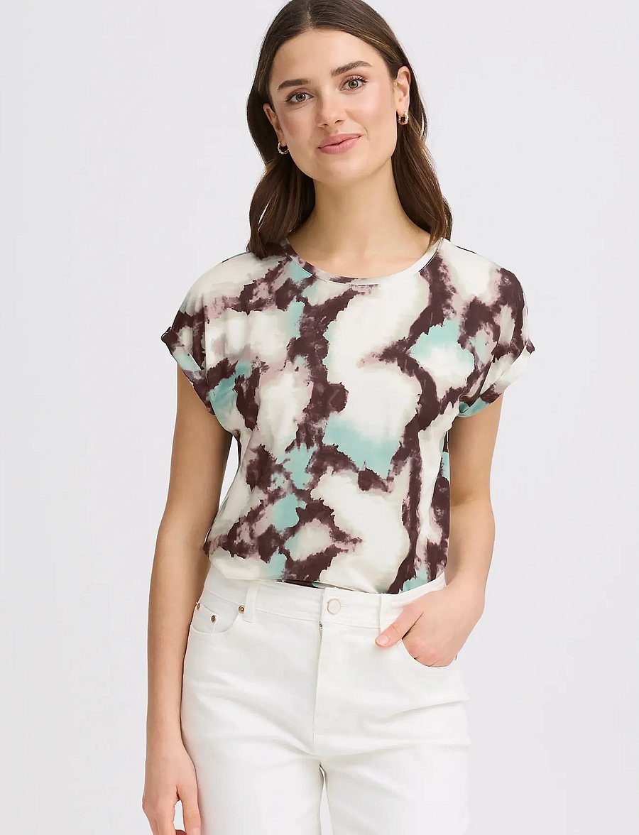Fransa - FRSEEN TEE 1 - t-shirts - marble creme d. menthe - 3