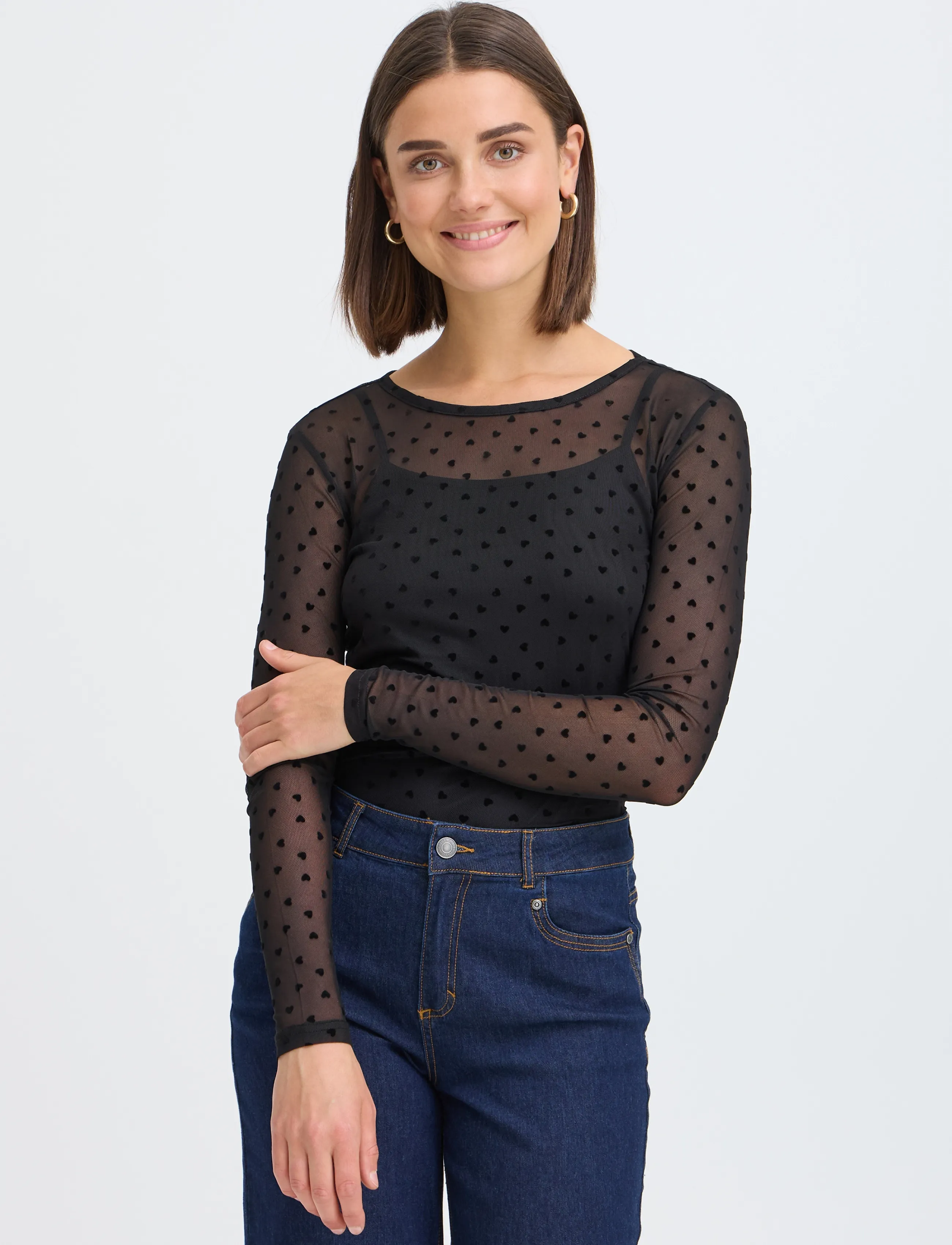Fransa - FRDETA TEE 1 - langærmede toppe - black hearts - 3