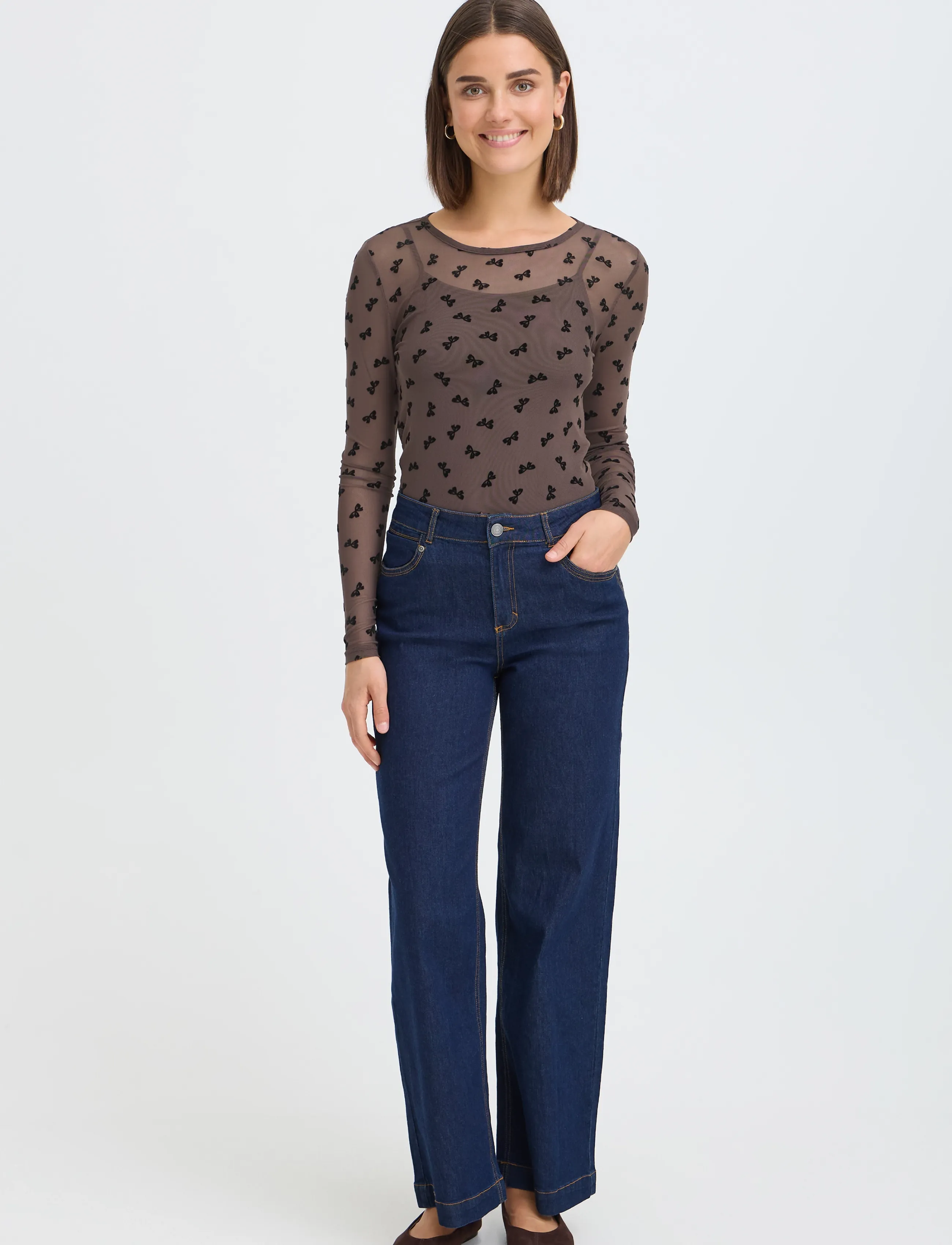 Fransa FRDETA TEE 1 - Fransa - BROWN BOWS / brown