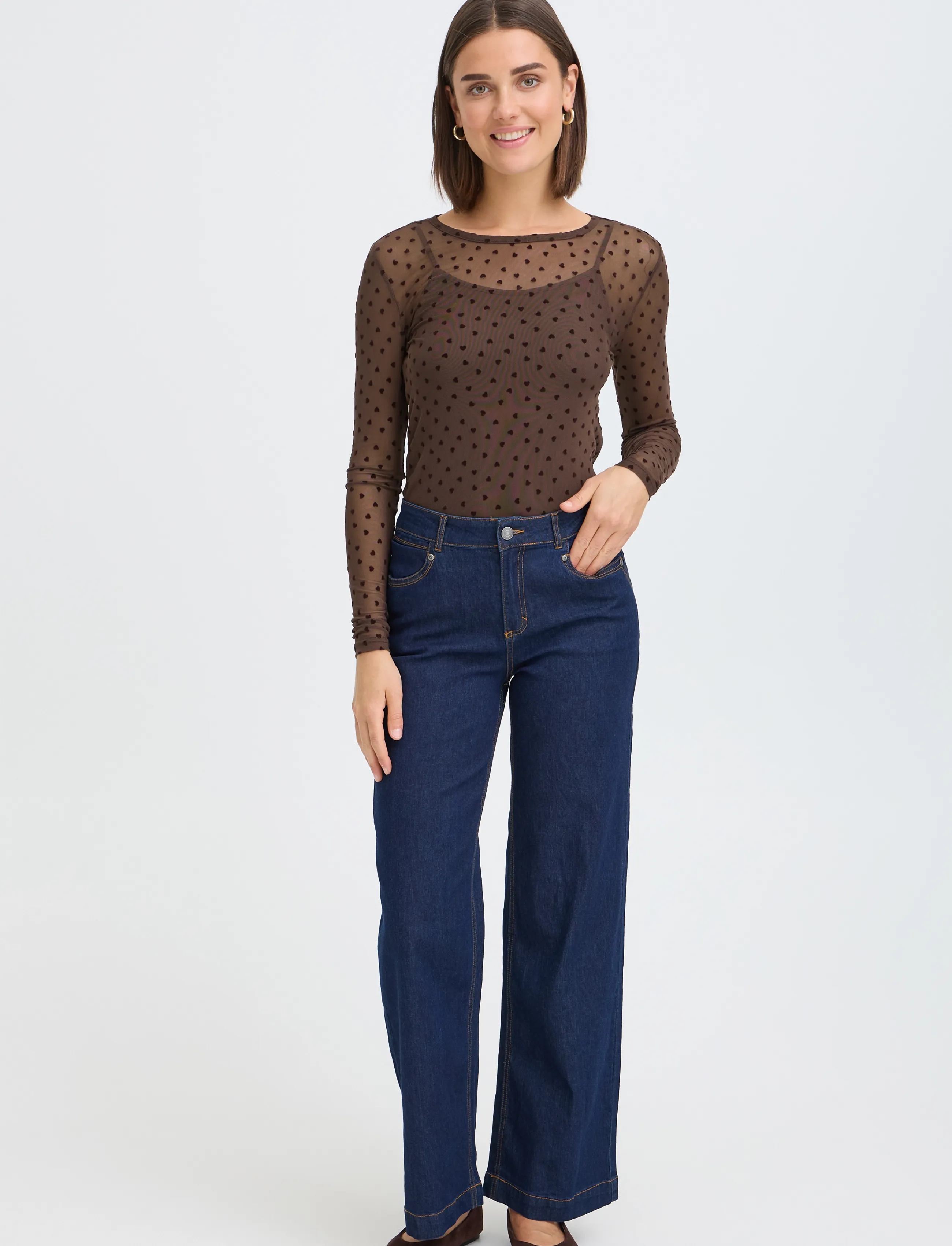 Fransa FRDETA TEE 1 - Fransa - HOT FUDGE HEARTS / brown