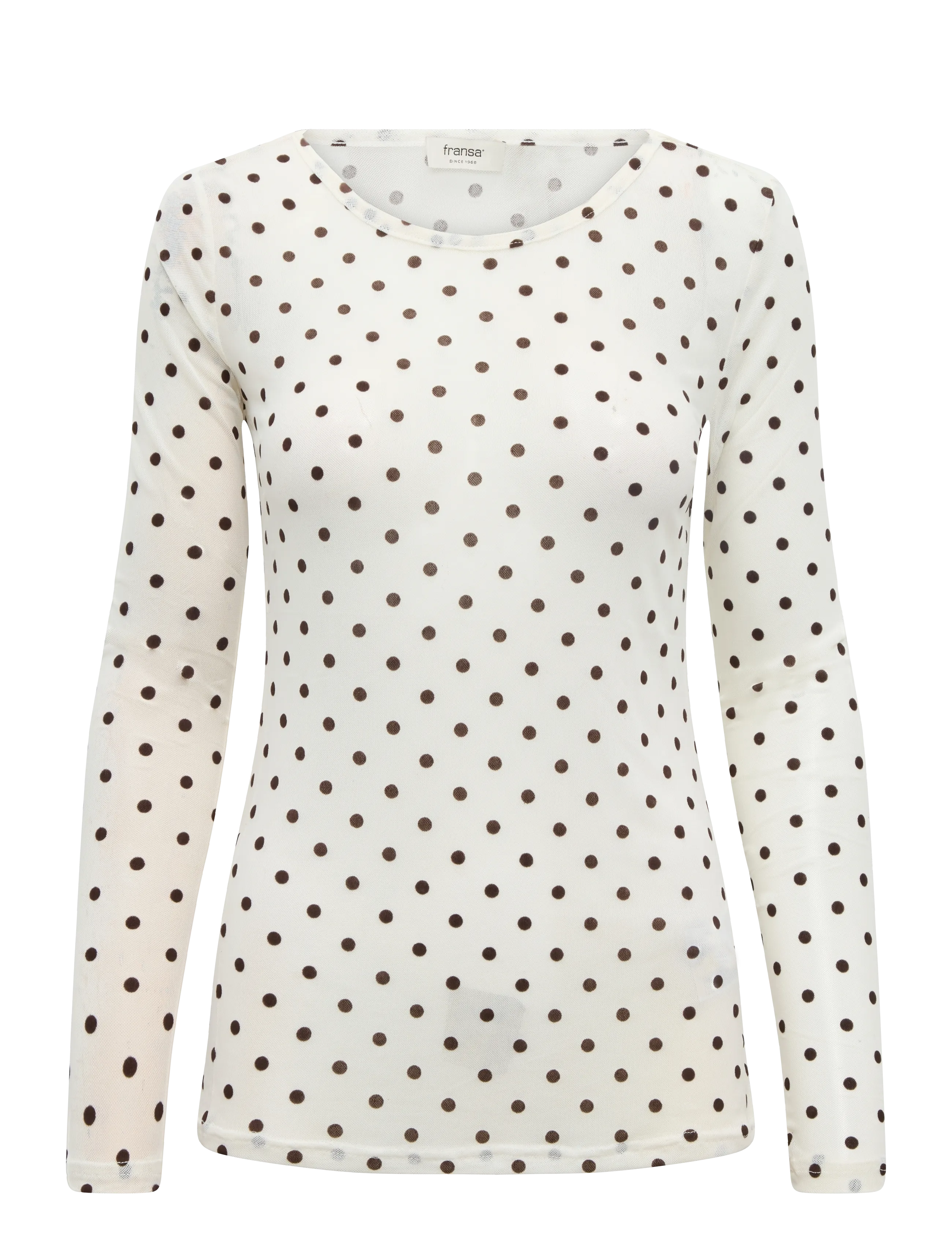 Fransa FRDETA TEE 1 - Fransa - WHITE W. BROWN DOTS / white