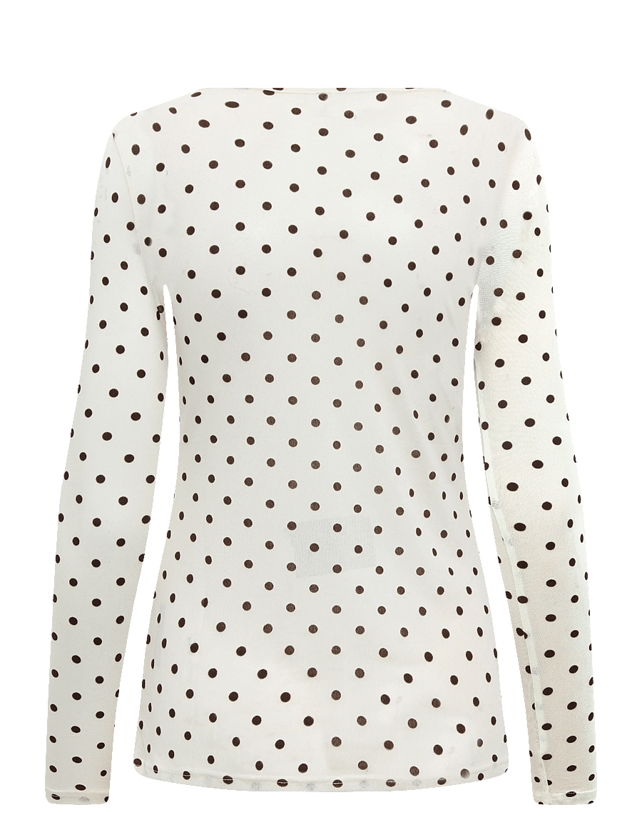 Fransa - FRDETA TEE 1 - långärmade toppar - white w. brown dots - 1