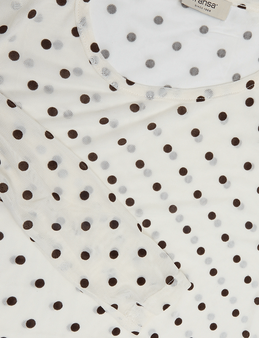 Fransa - FRDETA TEE 1 - långärmade toppar - white w. brown dots - 2