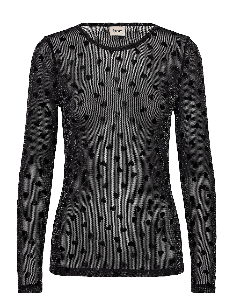 Fransa - FRMESH TEE 3 - langärmlige tops - black heart lurex - 1