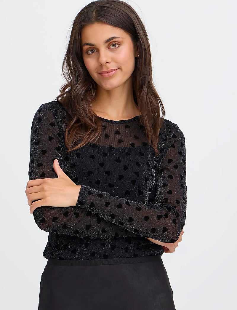 Fransa - FRMESH TEE 3 - langärmlige tops - black heart lurex - 3
