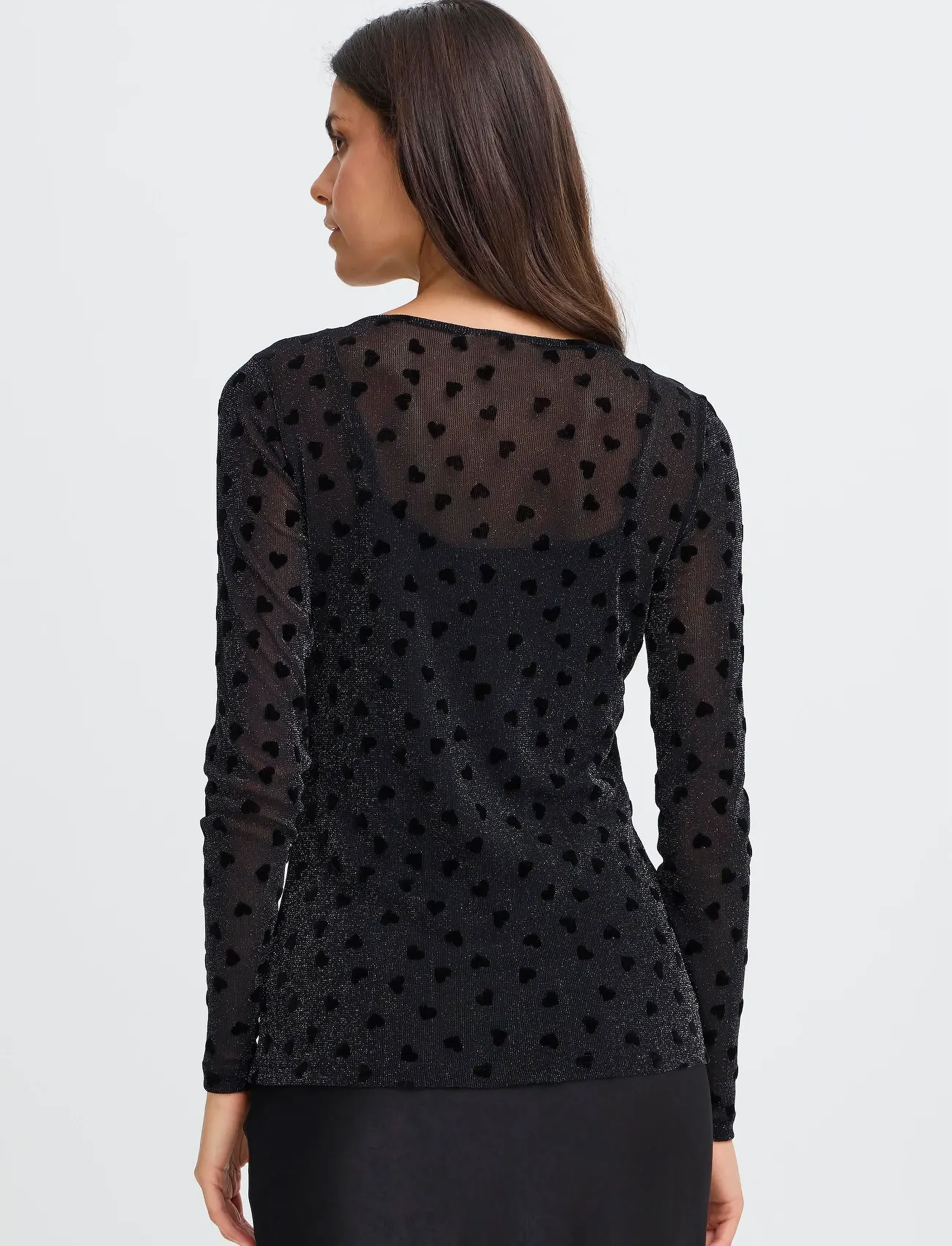 Fransa - FRMESH TEE 3 - pikkade varrukatega alussärgid - black heart lurex - 4