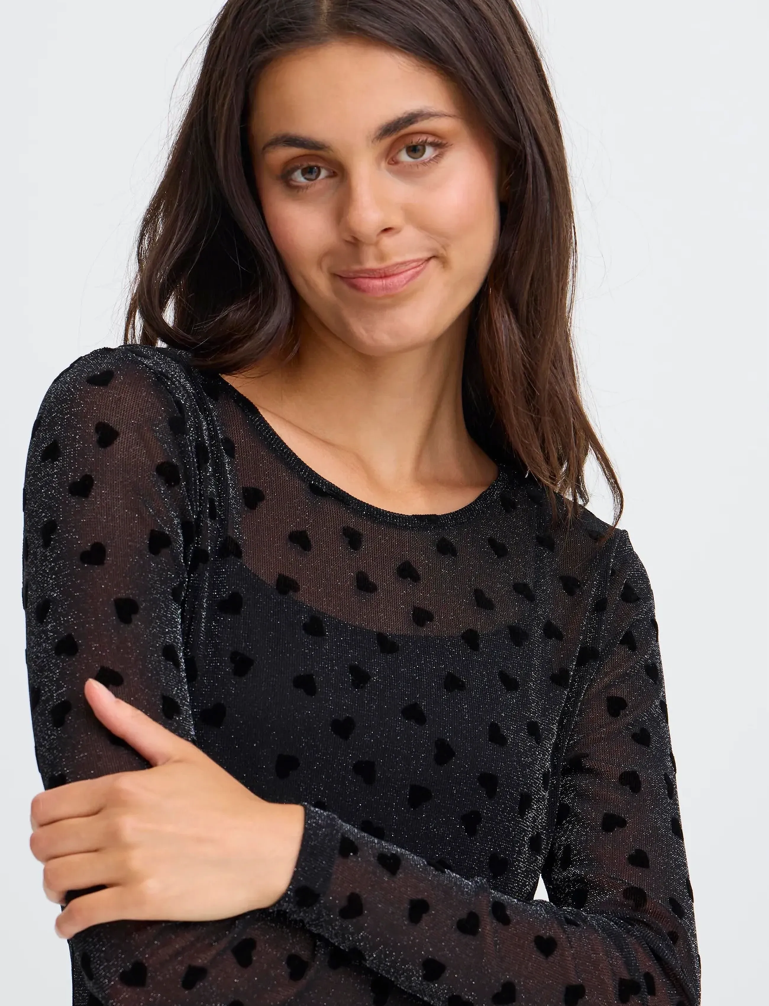 Fransa - FRMESH TEE 3 - pikkade varrukatega alussärgid - black heart lurex - 5