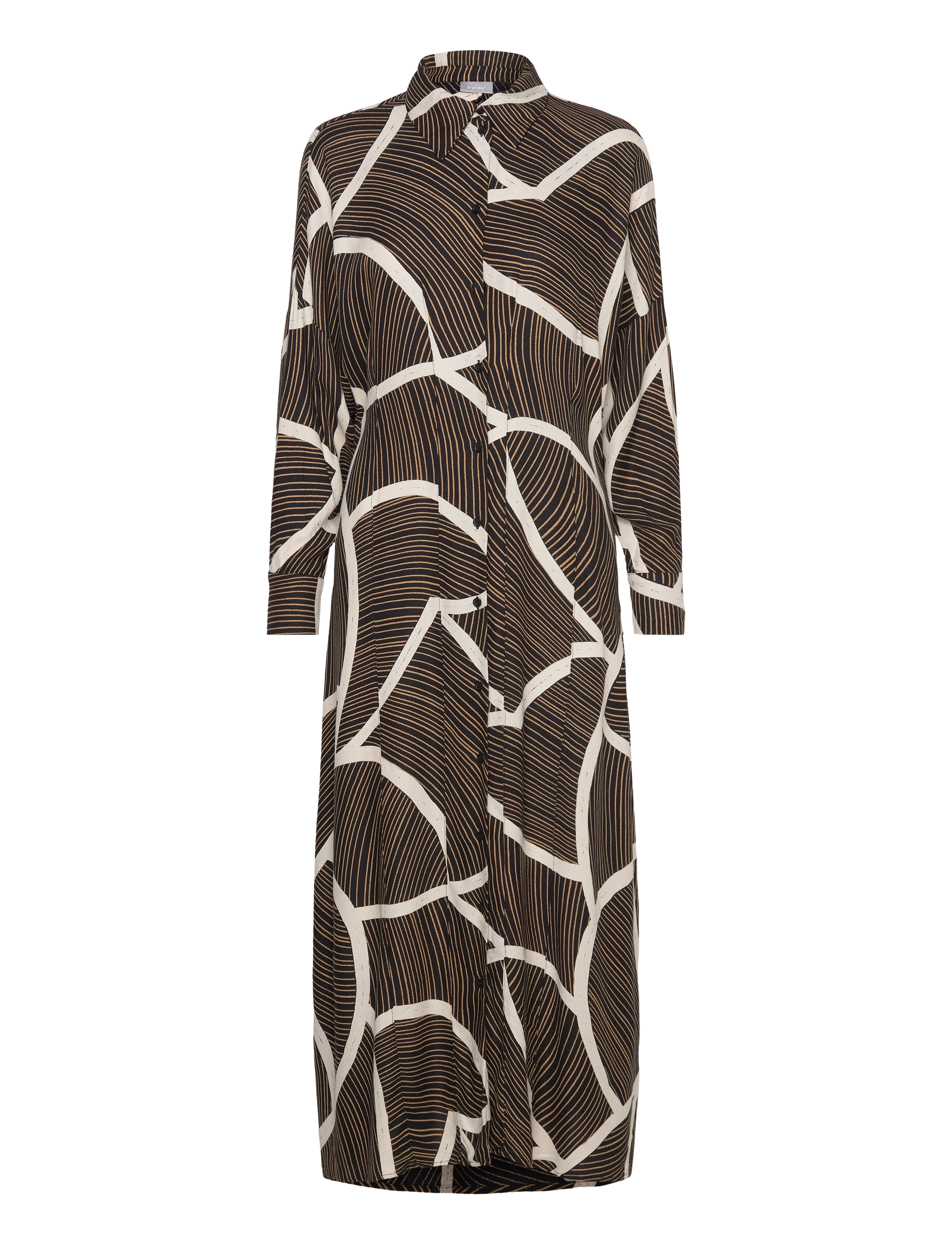 Fransa FRGITA DR 1 - Klänningar - BLACK MIX MA23 LINES / brown