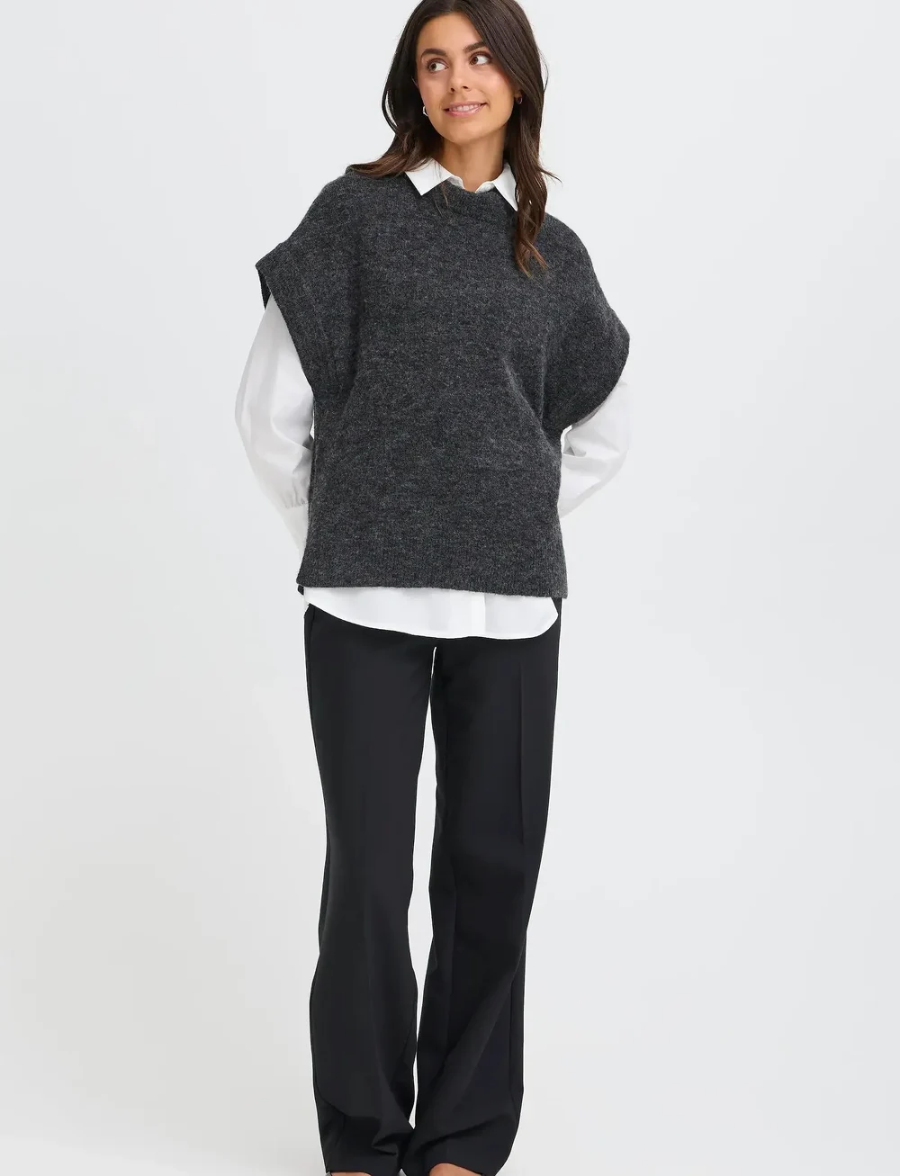 Fransa - FRSANNY VE 1 - gestrickte westen - charcoal gray melange - 0