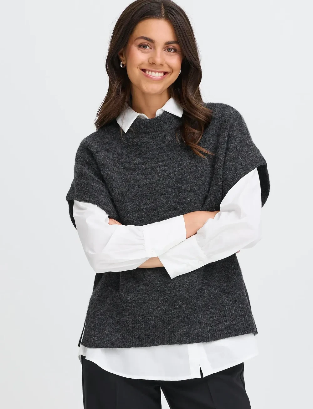 Fransa - FRSANNY VE 1 - gestrickte westen - charcoal gray melange - 3