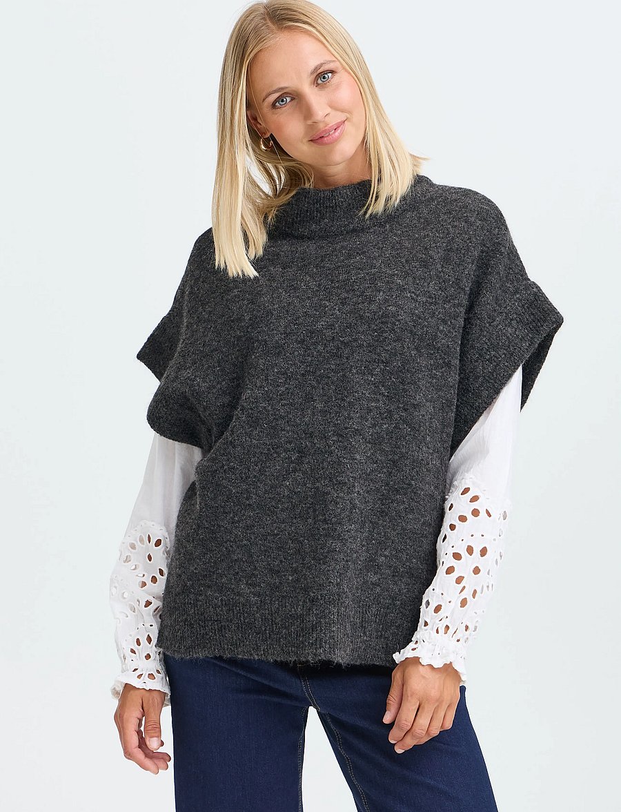 Fransa - FRSANNY VE 1 - strikveste - charcoal gray melange - 3