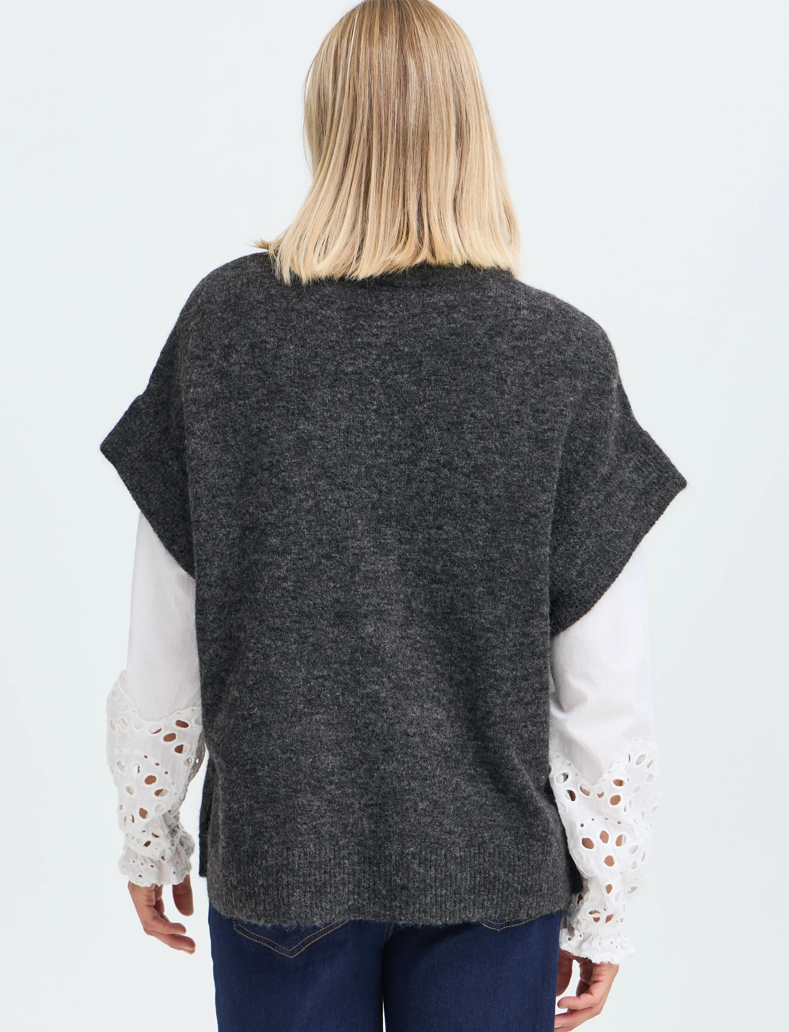 Fransa - FRSANNY VE 1 - strikveste - charcoal gray melange - 4