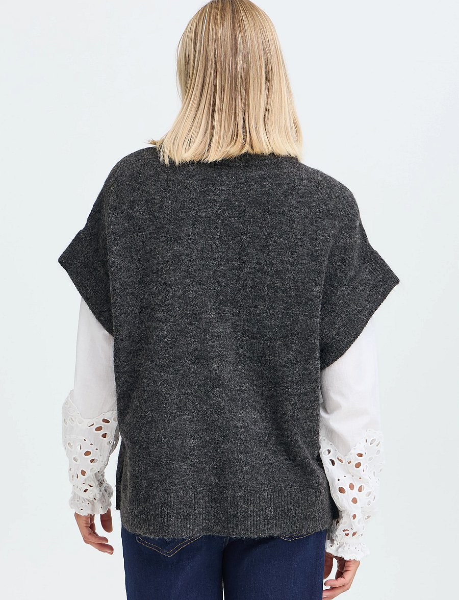 Fransa - FRSANNY VE 1 - strikveste - charcoal gray melange - 4