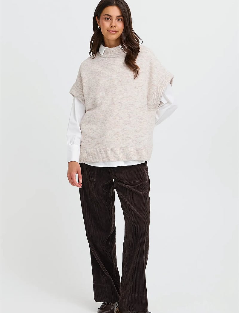 Fransa - FRSANNY VE 1 - stickade västar - oatmeal melange - 0