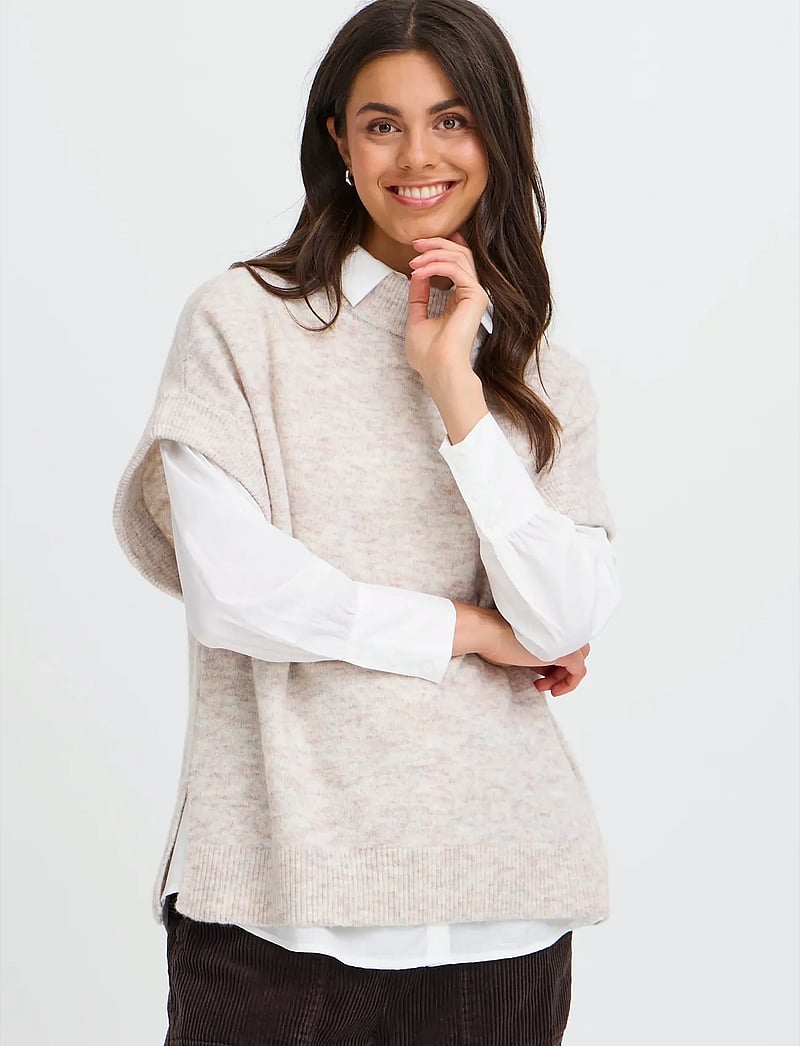 Fransa - FRSANNY VE 1 - stickade västar - oatmeal melange - 3